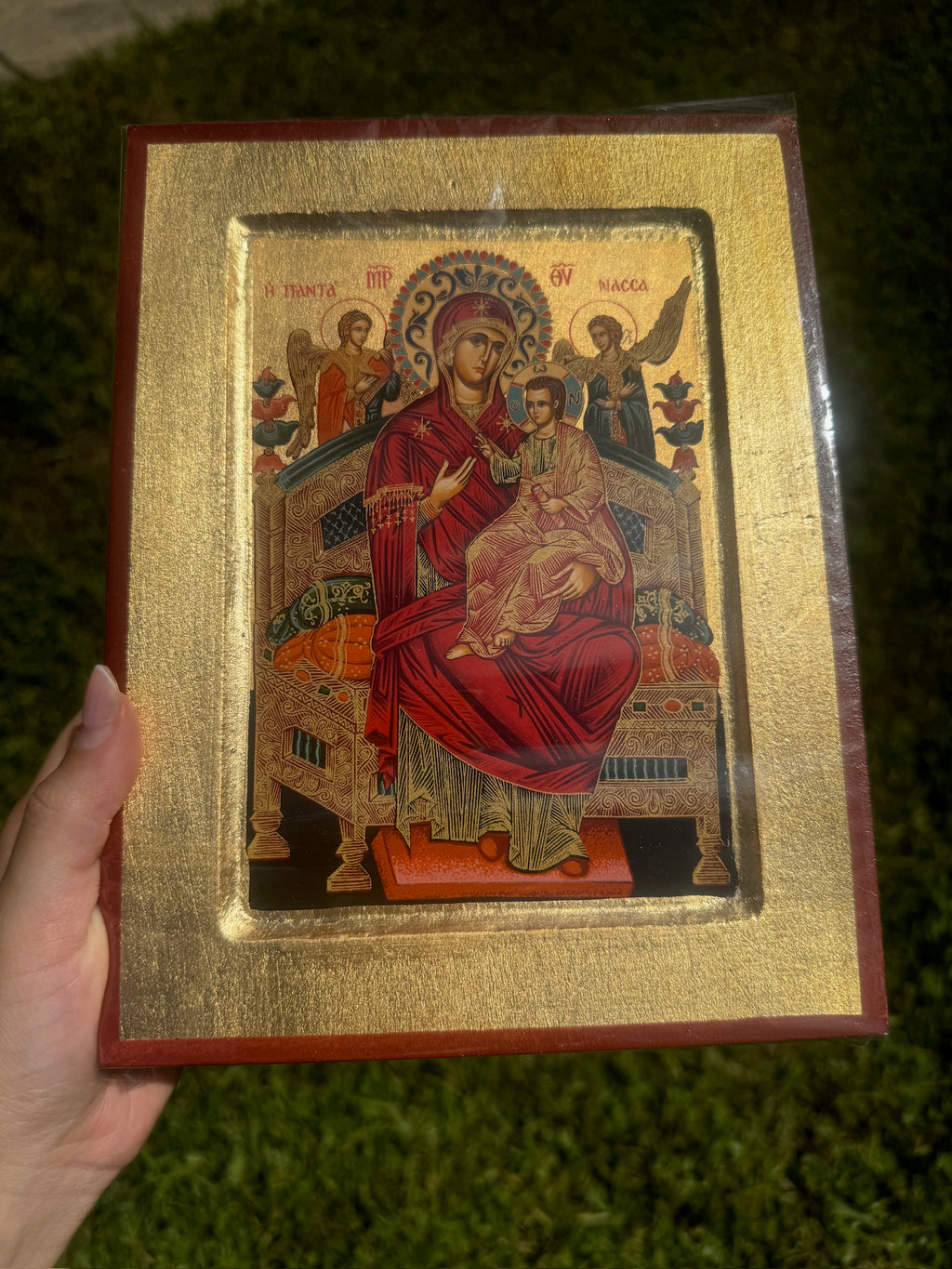 Virgin Mary Pantanassa Orthodox Icon | 18kt Gold Leaf Byzantine Icon