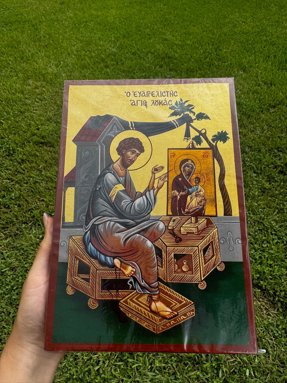 Saint Luke the Evangelist Orthodox Icon | 18kt Gold Leaf Byzantine Icon