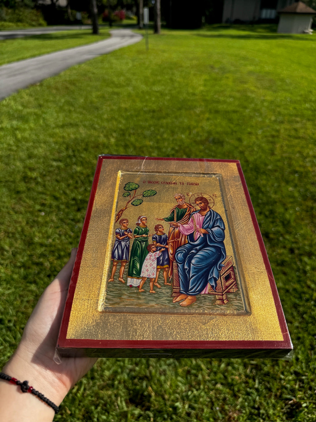 Christ Blessing the Children Orthodox Icon | 18kt Gold Leaf Byzantine Icon