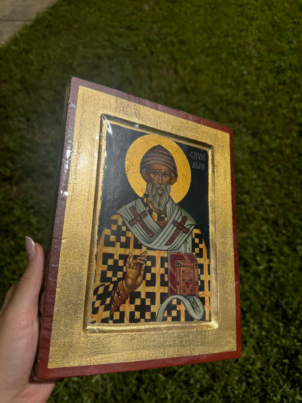 Saint Spyridon Orthodox Icon | 18kt Gold Leaf Byzantine Icon