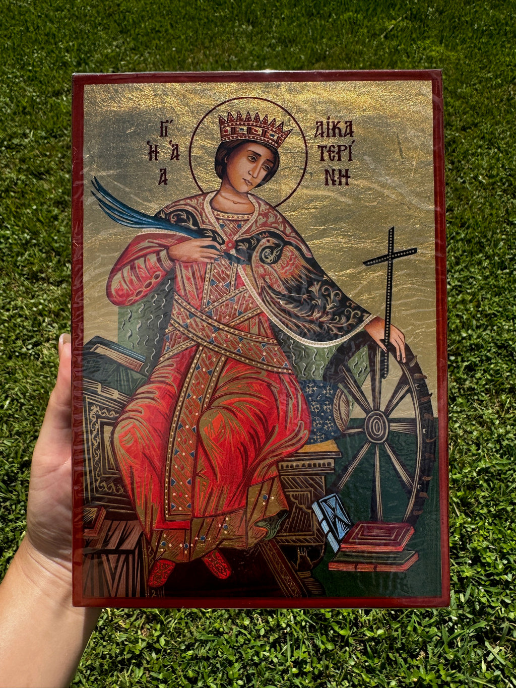 Saint Catherine of Alexandria Orthodox Icon | 18kt Gold Leaf Byzantine Icon