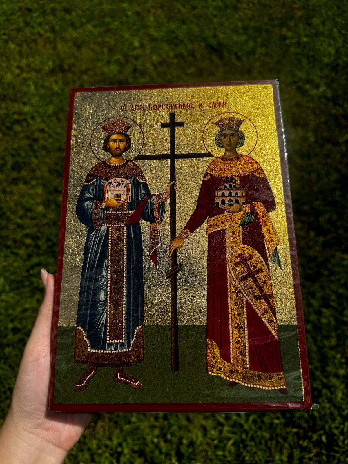 Saints Constantine and Helen Orthodox Icon | 18kt Gold Leaf Byzantine Icon