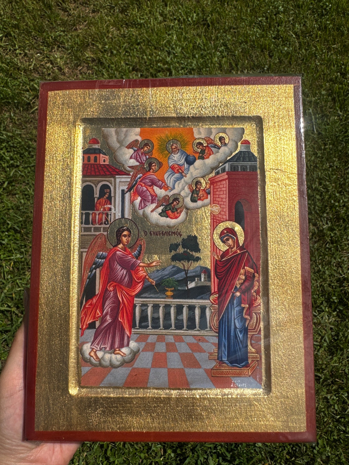 Annunciation Orthodox Icon | 18kt Gold Leaf Byzantine Icon