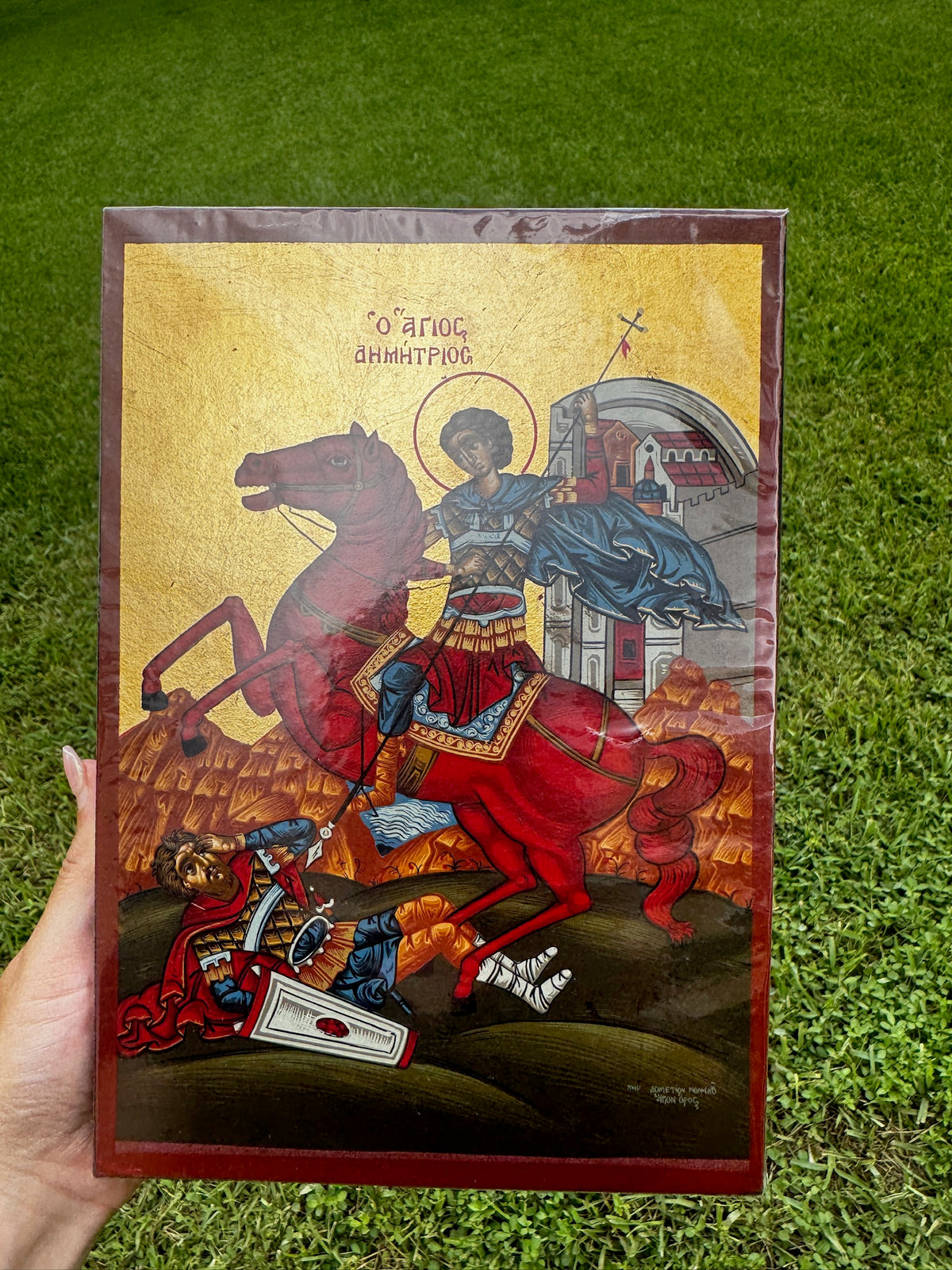 Saint Demetrios of Thessaloniki Orthodox Icon | 18kt Gold Leaf Byzantine Icon