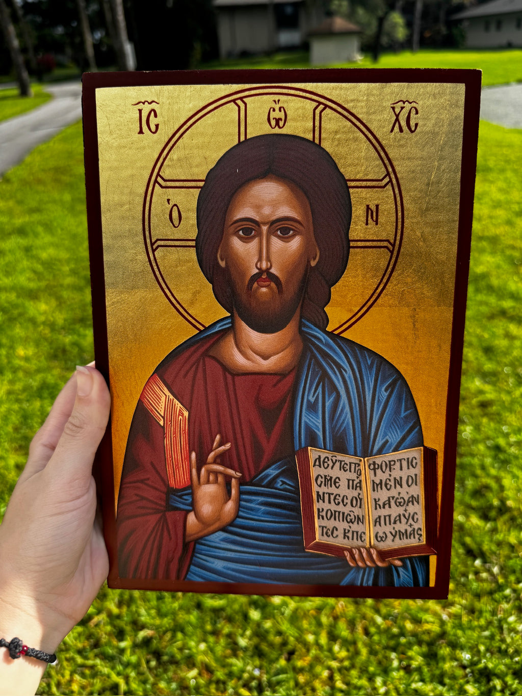 Christ Blessing Orthodox Icon | 18kt Gold Leaf Byzantine Icon