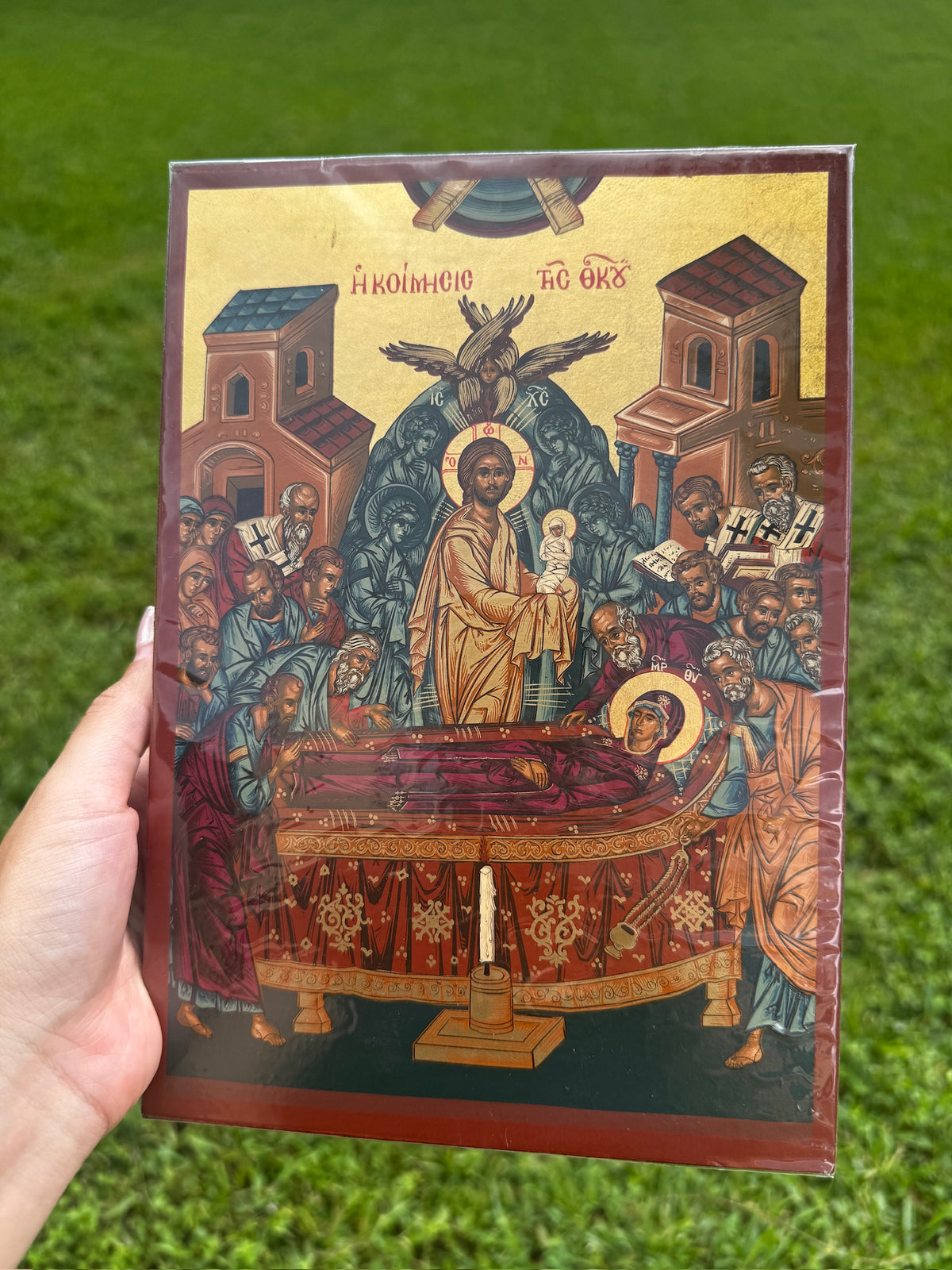Dormition of the Theotokos Orthodox Icon | 18kt Gold Leaf Byzantine Icon