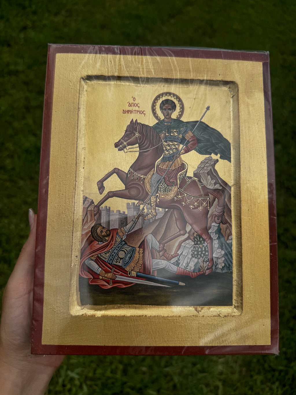 Saint Demetrios of Thessaloniki Orthodox Icon | 18kt Gold Leaf Byzantine Icon