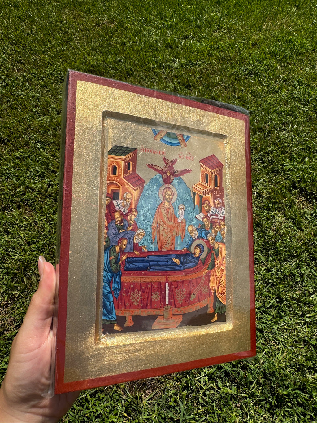 Dormition of the Theotokos Orthodox Icon | 18kt Gold Leaf Byzantine Icon