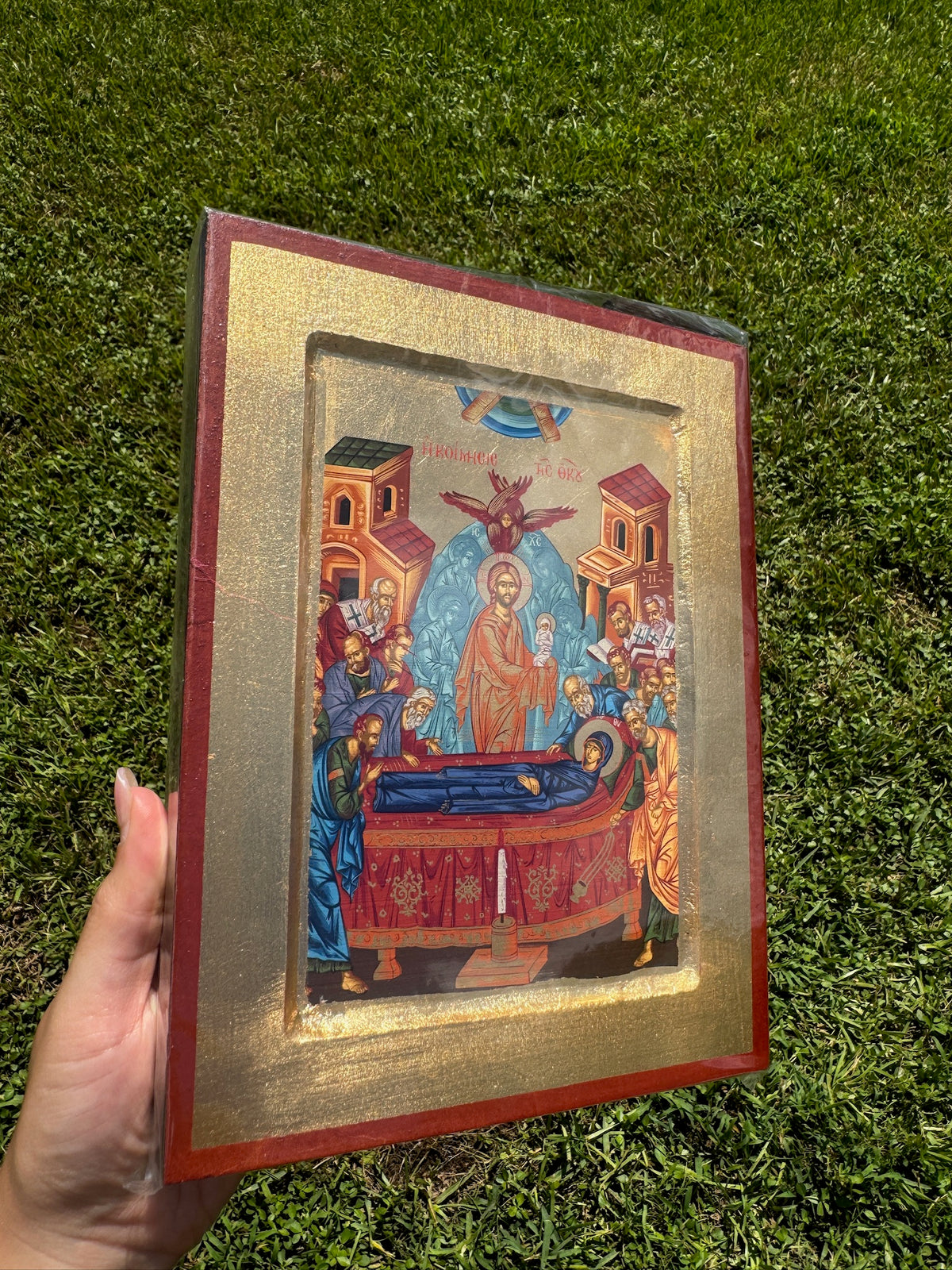 Dormition of the Theotokos Orthodox Icon | 18kt Gold Leaf Byzantine Icon