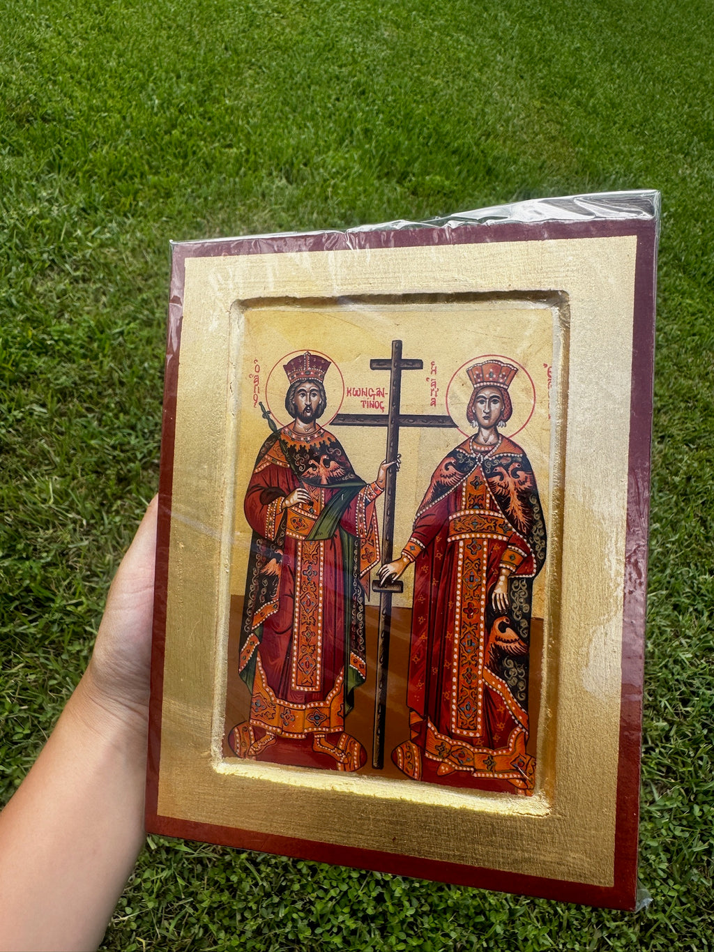 Saints Constantine and Helen Orthodox Icon | 18kt Gold Leaf Byzantine Icon