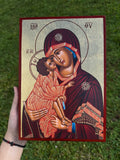 Virgin Mary (Theotokos) Orthodox Icon | 18kt Gold Leaf Byzantine Icon