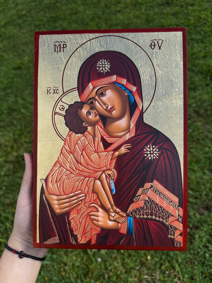 Virgin Mary (Theotokos) Orthodox Icon | 18kt Gold Leaf Byzantine Icon