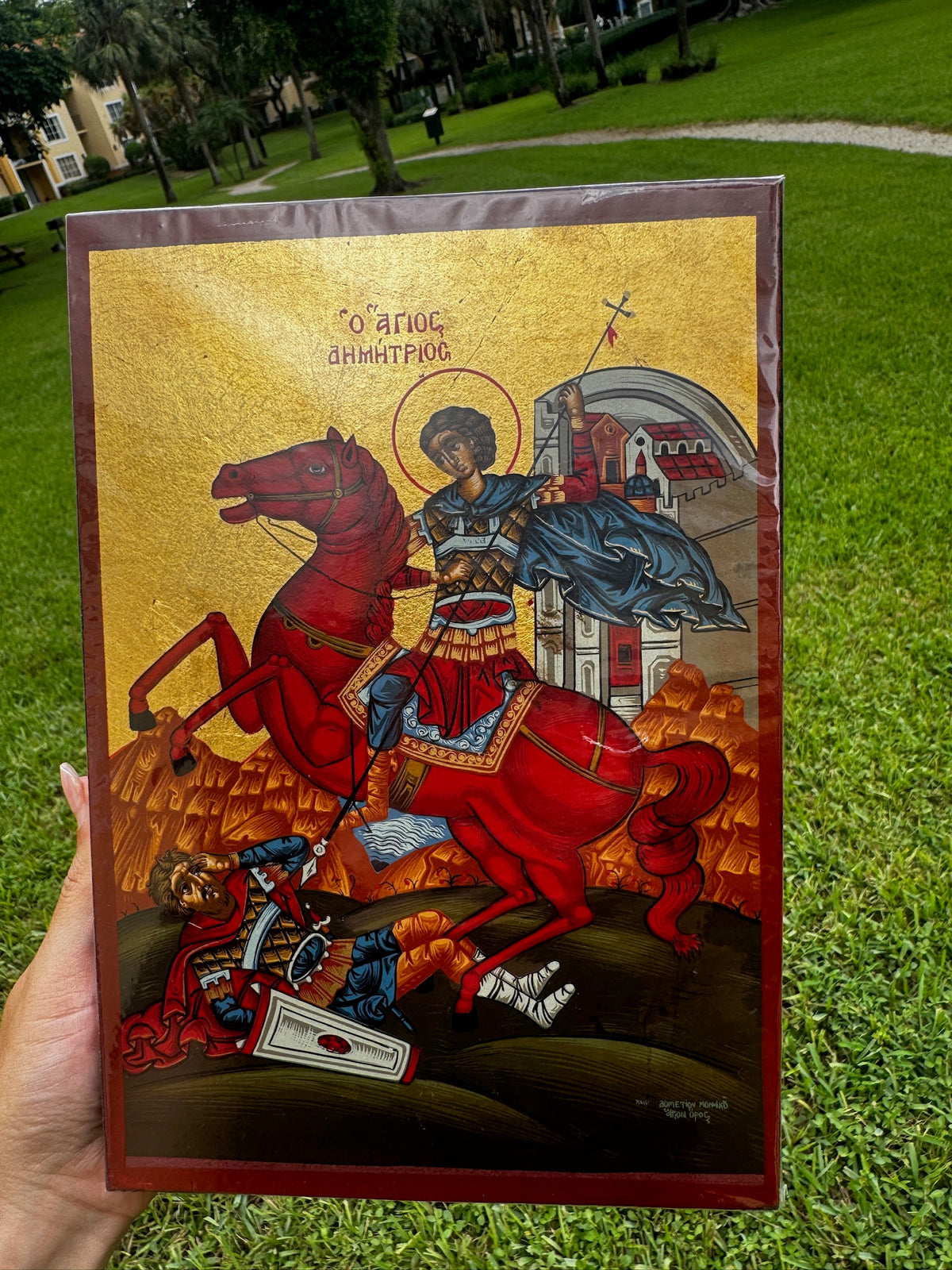 Saint Demetrios of Thessaloniki Orthodox Icon | 18kt Gold Leaf Byzantine Icon