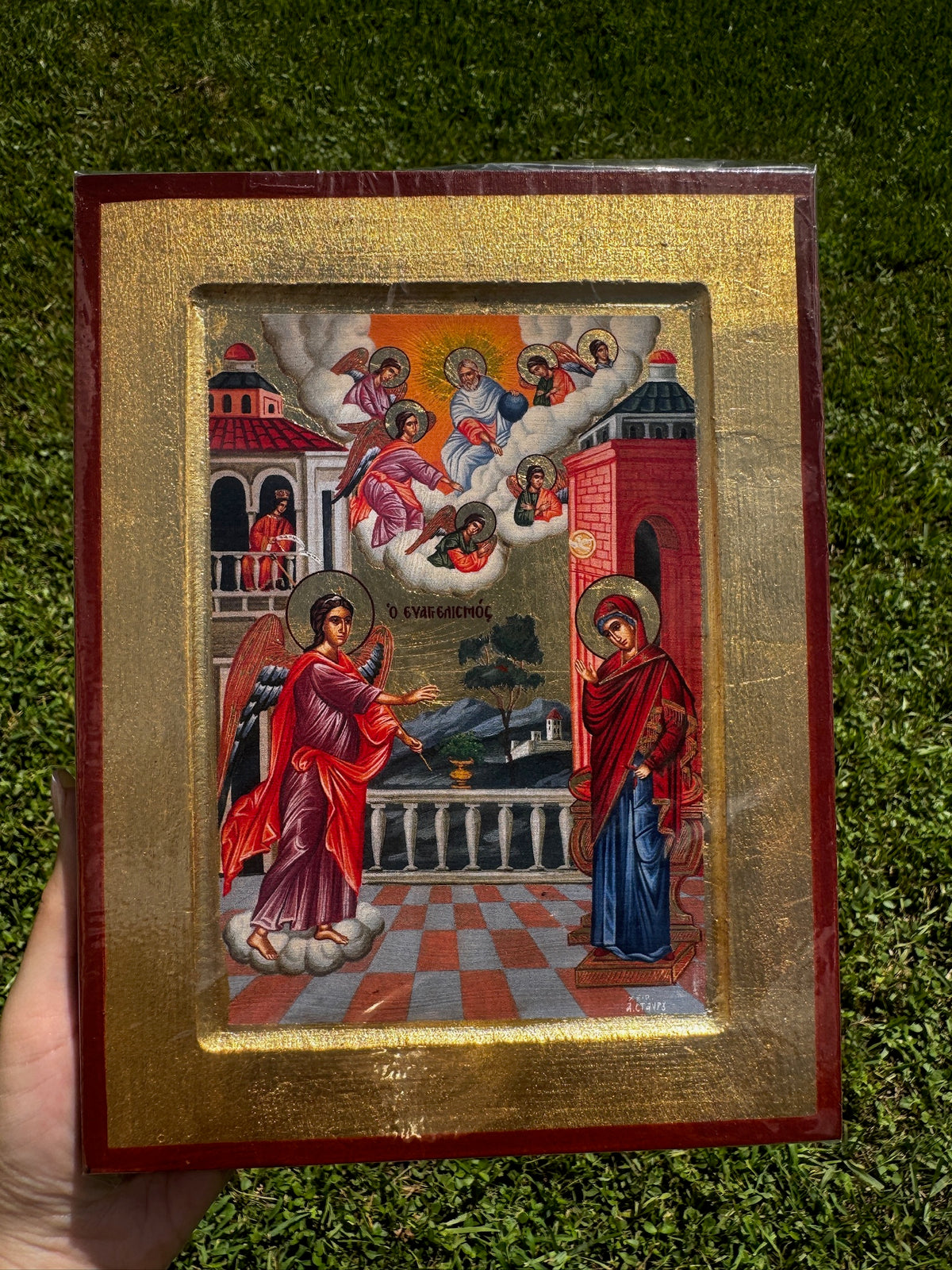 Annunciation Orthodox Icon | 18kt Gold Leaf Byzantine Icon