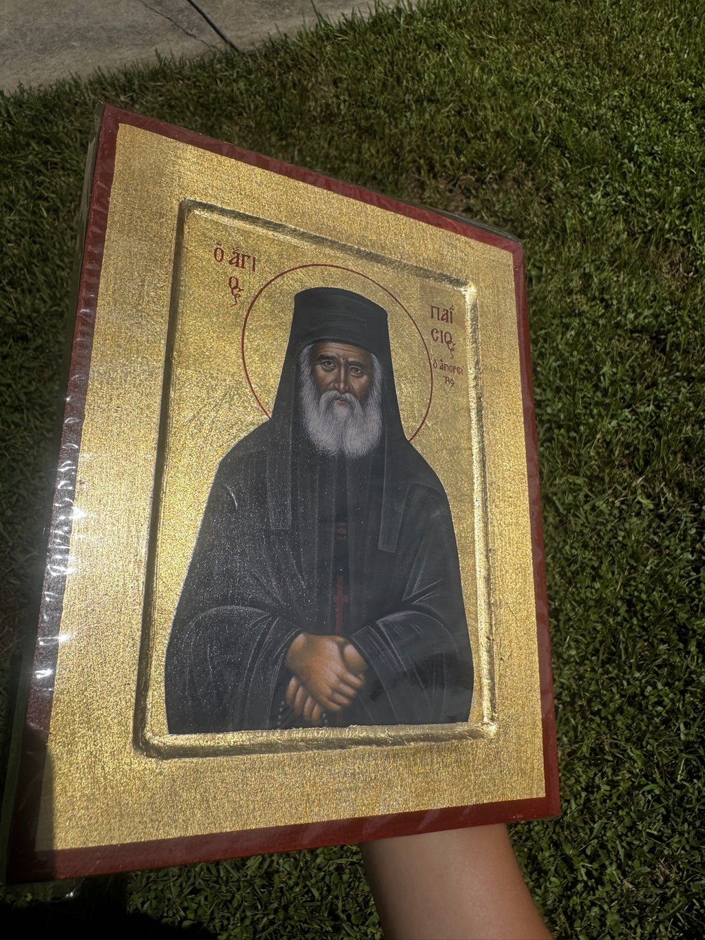 Saint Paisios of Mount Athos Orthodox Icon | 18kt Gold Leaf Byzantine Icon