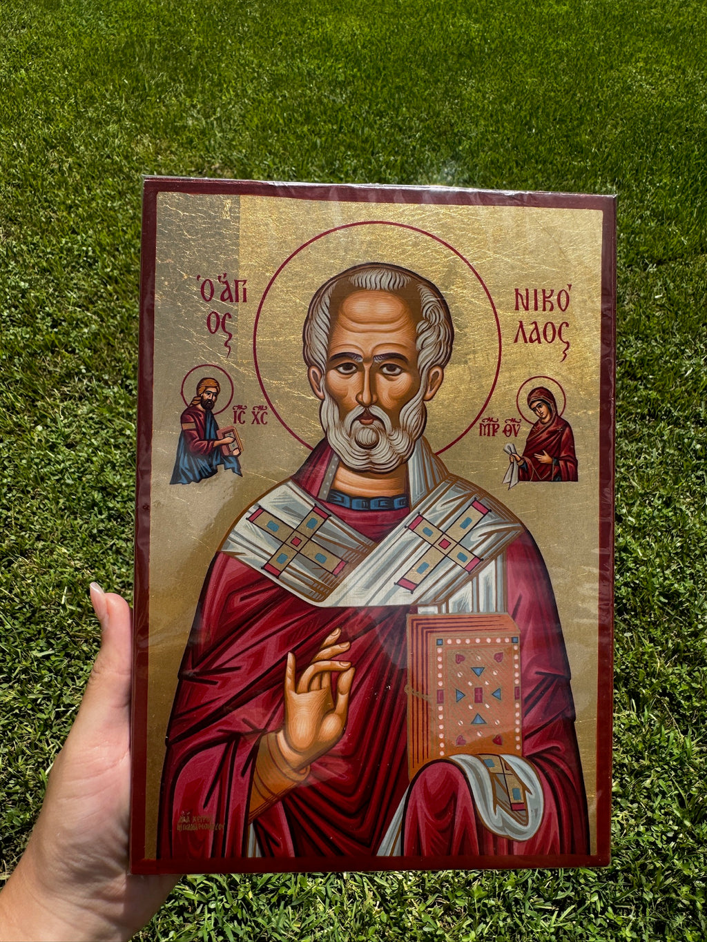 Saint Nicholas Orthodox Icon | 18kt Gold Leaf Byzantine Icon