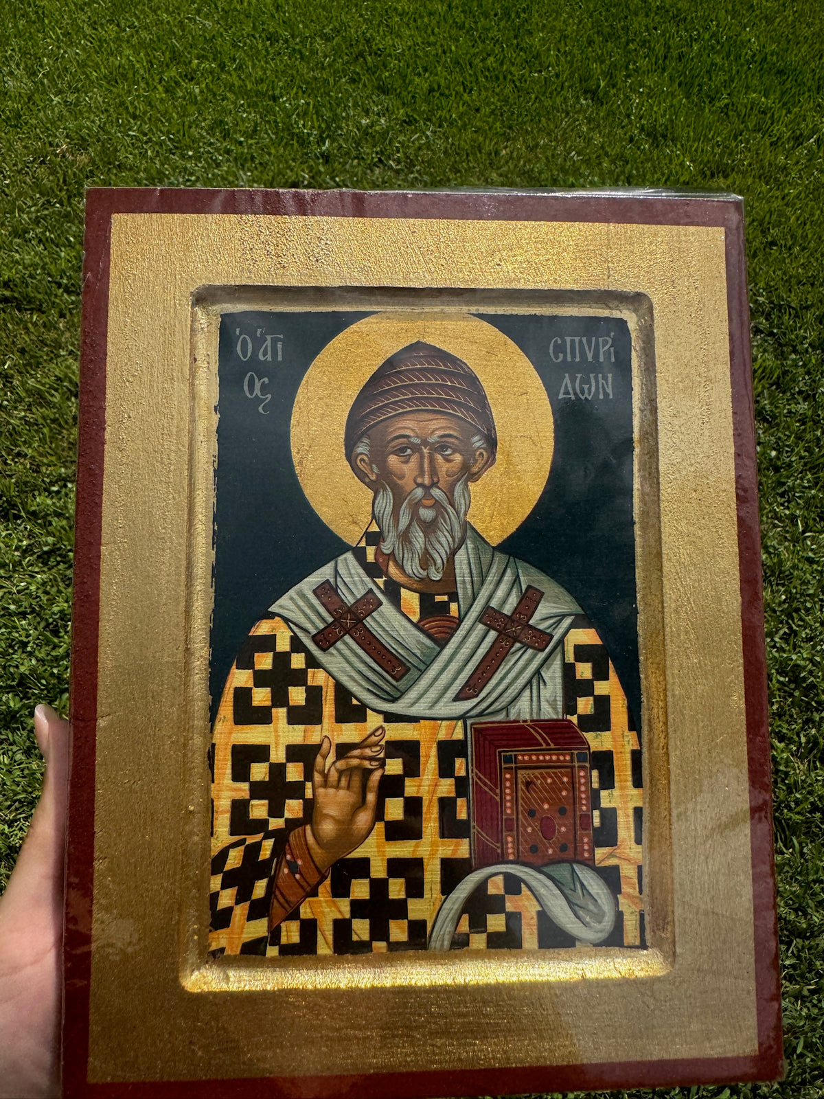 Saint Spyridon Orthodox Icon | 18kt Gold Leaf Byzantine Icon