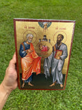 Saints Peter and Paul Orthodox Icon | 18kt Gold Leaf Byzantine Icon