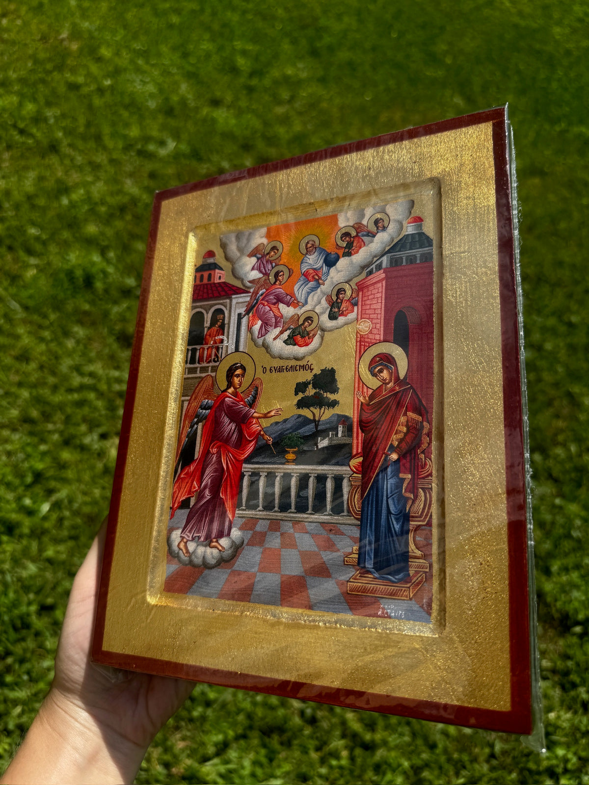 Annunciation Orthodox Icon | 18kt Gold Leaf Byzantine Icon