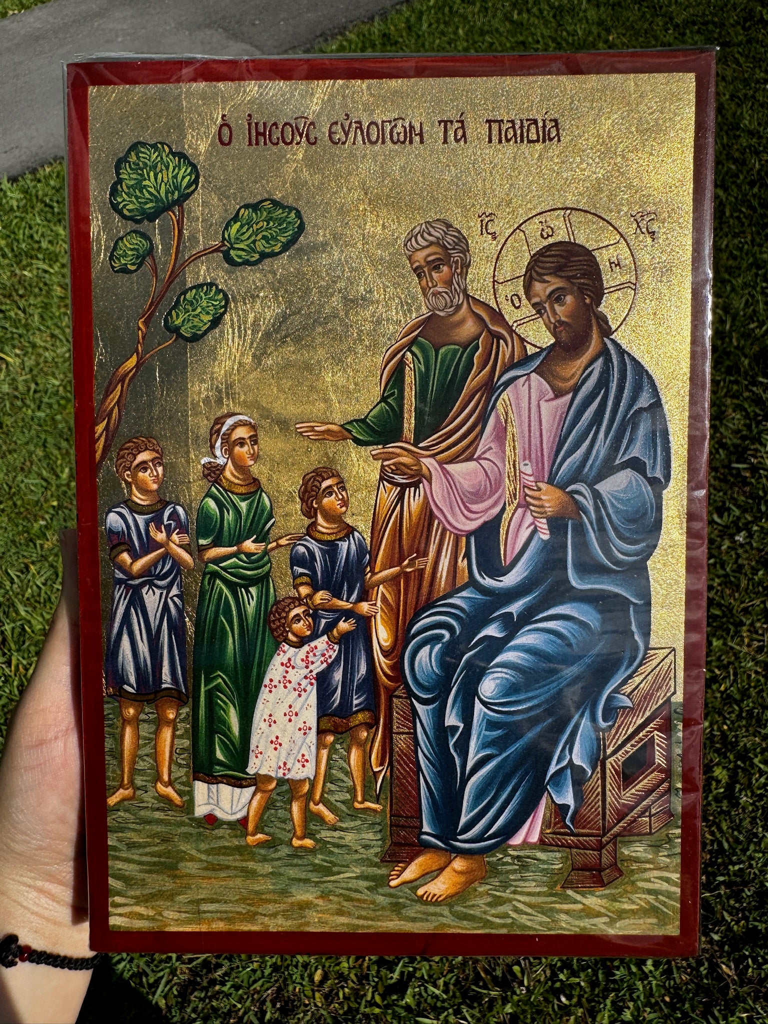 Christ Blessing the Children Orthodox Icon | 18kt Gold Leaf Byzantine Icon