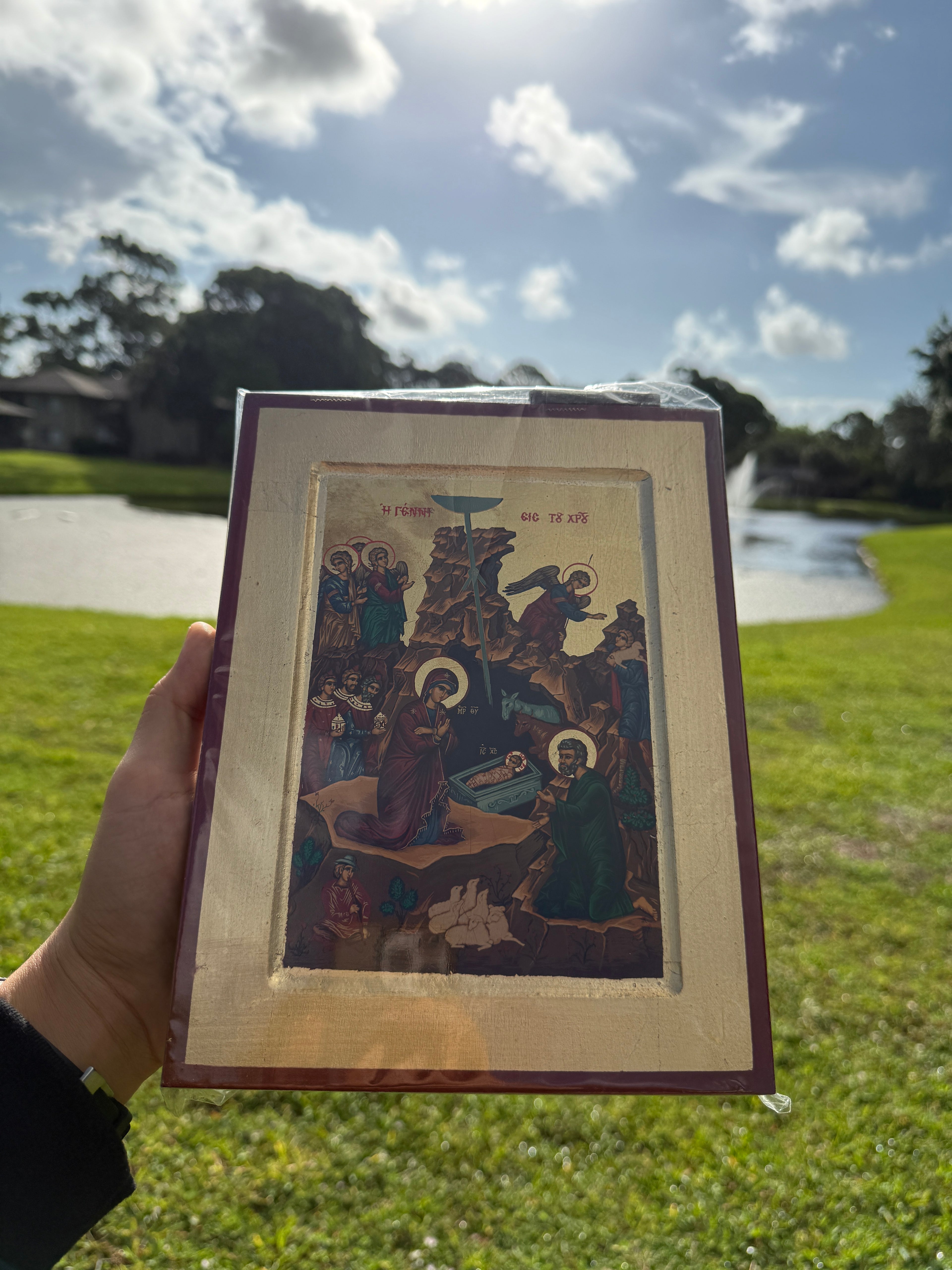 Nativity Orthodox Icon | 18kt Gold Leaf Byzantine Icon