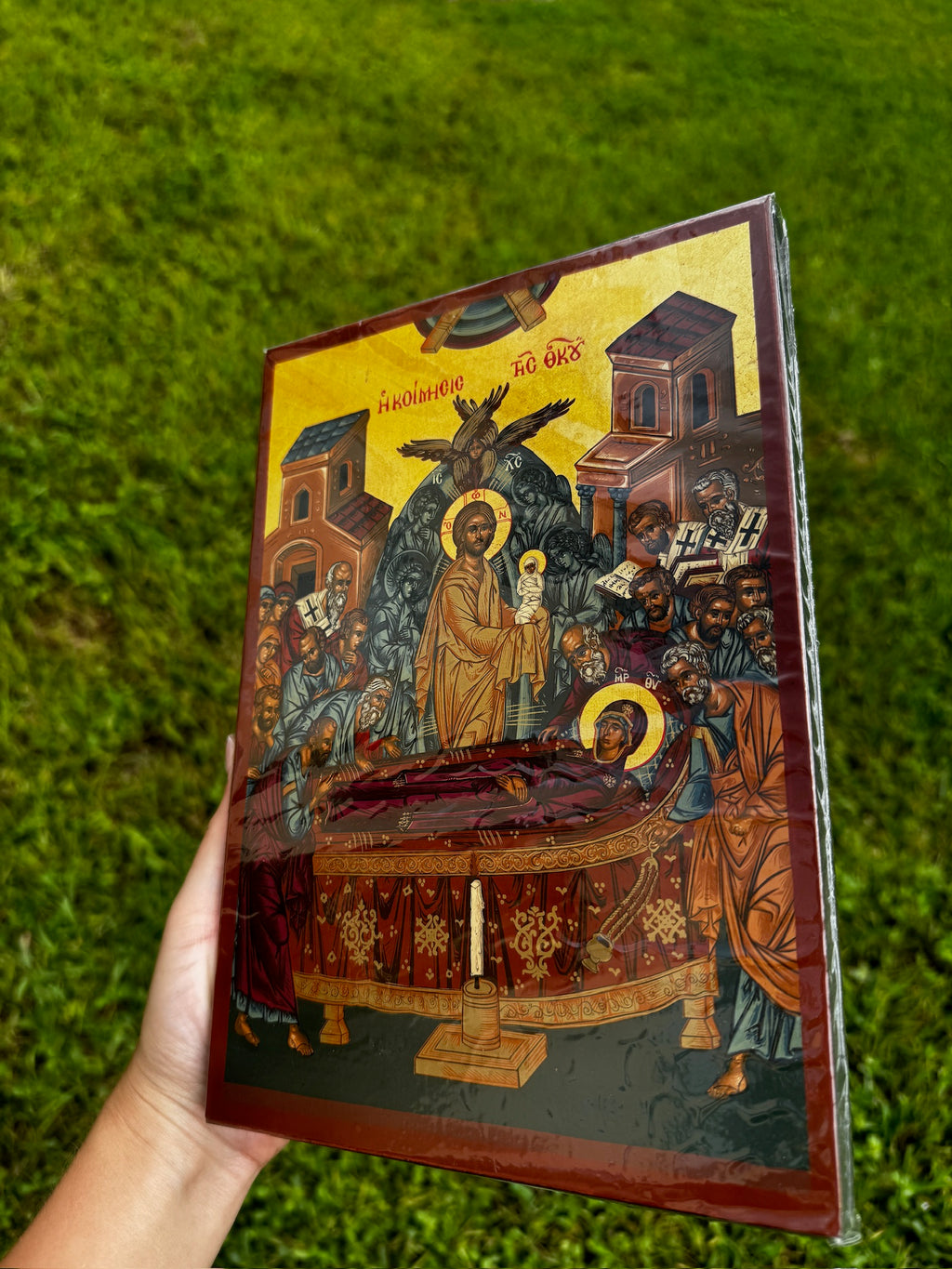 Dormition of the Theotokos Orthodox Icon | 18kt Gold Leaf Byzantine Icon