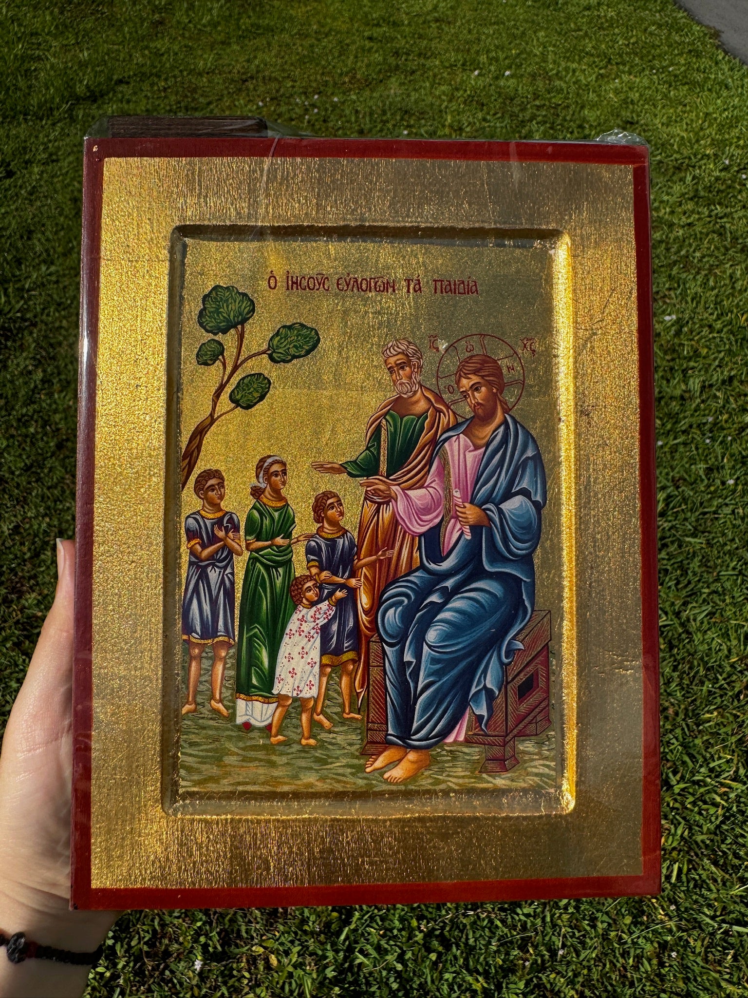 Christ Blessing the Children Orthodox Icon | 18kt Gold Leaf Byzantine Icon
