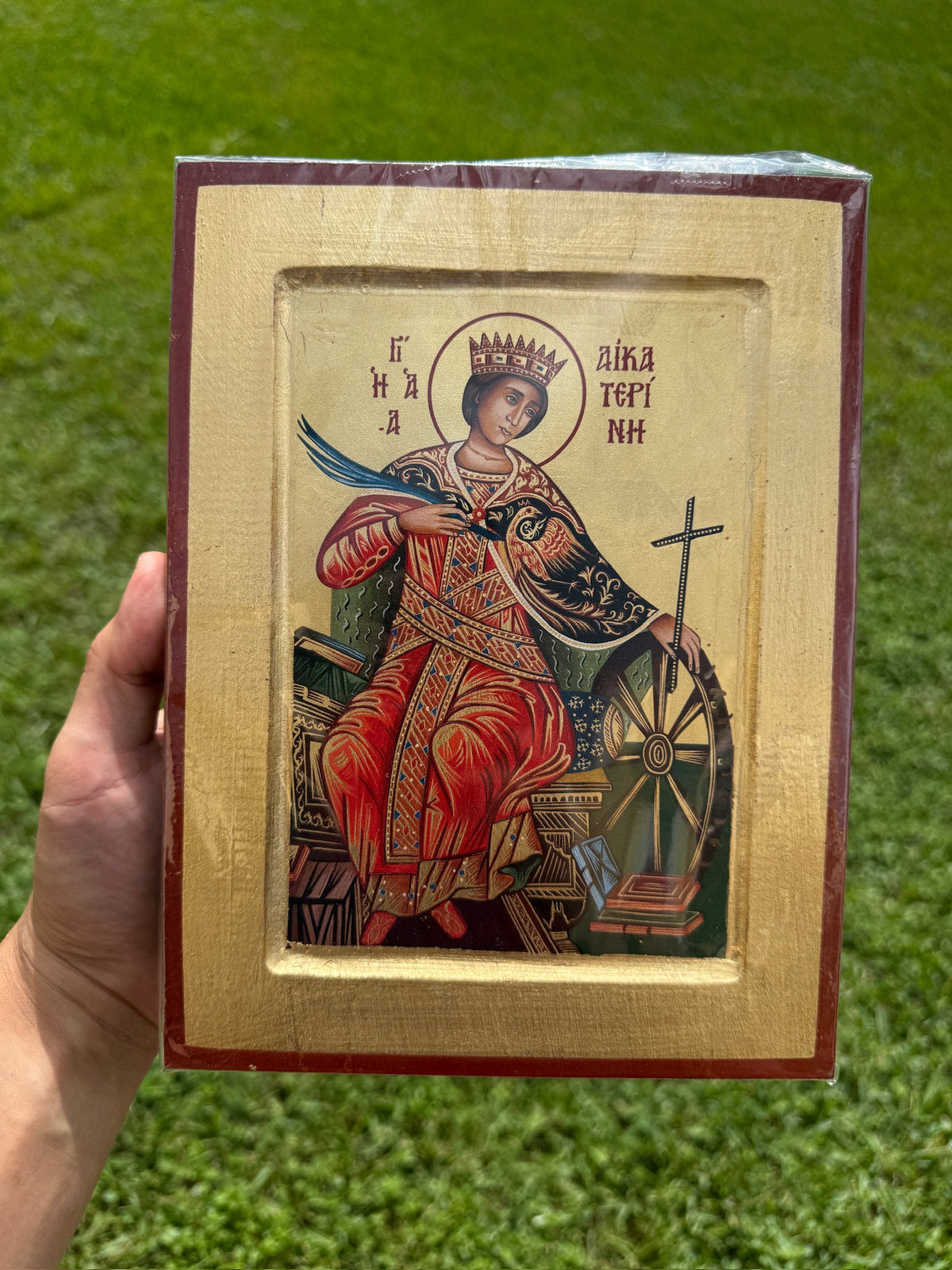 Saint Catherine of Alexandria Orthodox Icon | 18kt Gold Leaf Byzantine Icon