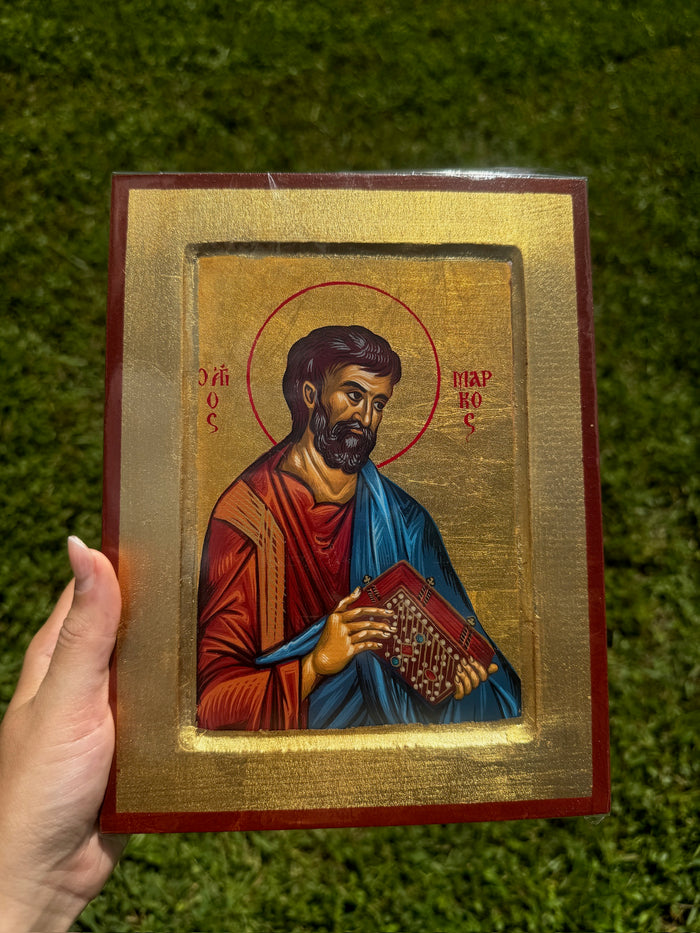 Saint Mark the Evangelist Orthodox Icon | 18kt Gold Leaf Byzantine Icon