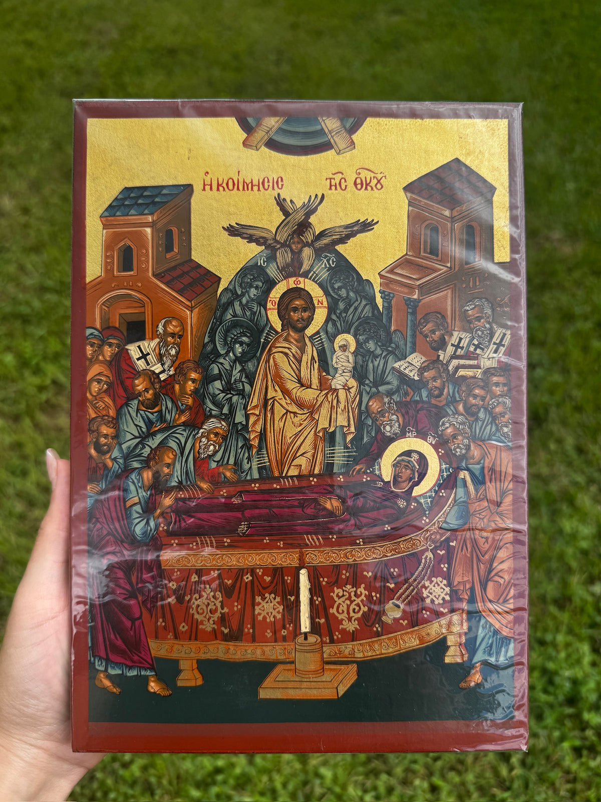 Dormition of the Theotokos Orthodox Icon | 18kt Gold Leaf Byzantine Icon