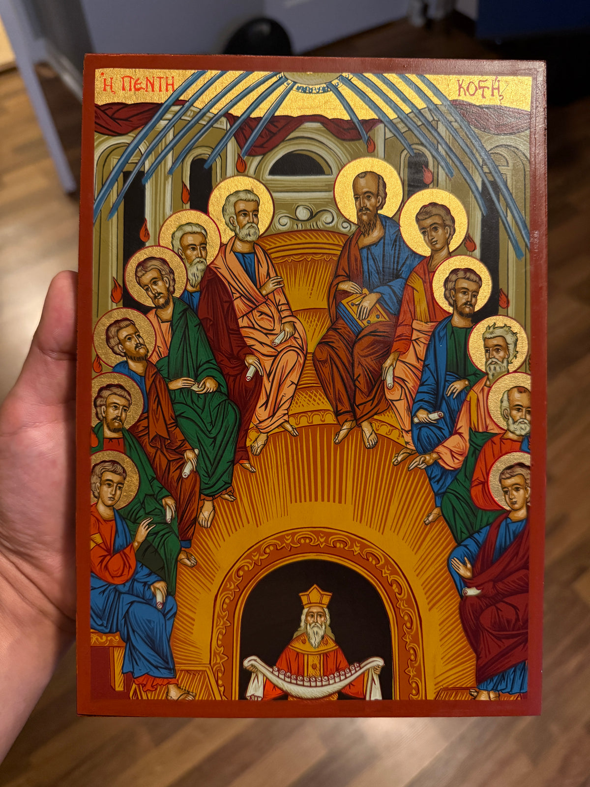 Pentecost Orthodox Icon | 18kt Gold Leaf Byzantine Icon