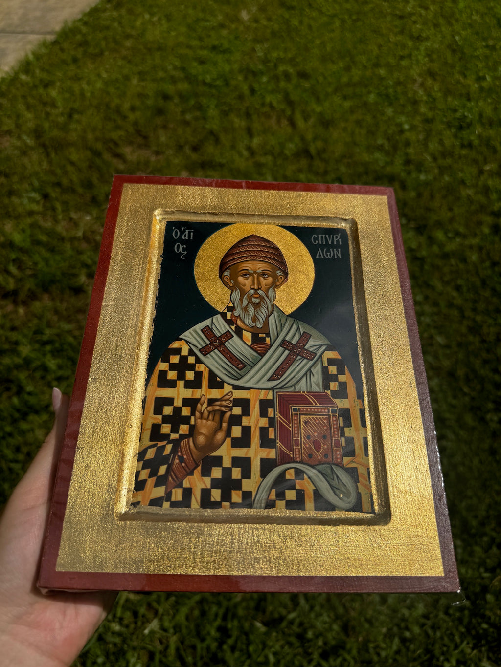 Saint Spyridon Orthodox Icon | 18kt Gold Leaf Byzantine Icon