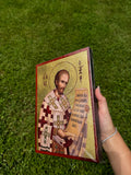 Saint John Chrysostom Orthodox Icon | 18kt Gold Leaf Byzantine Icon