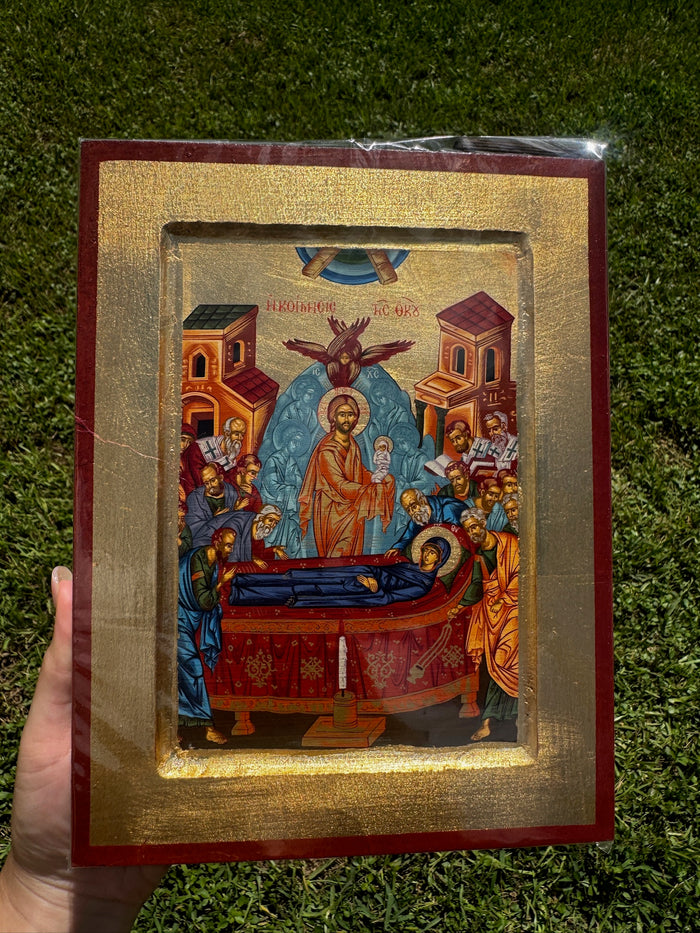 Dormition of the Theotokos Orthodox Icon | 18kt Gold Leaf Byzantine Icon