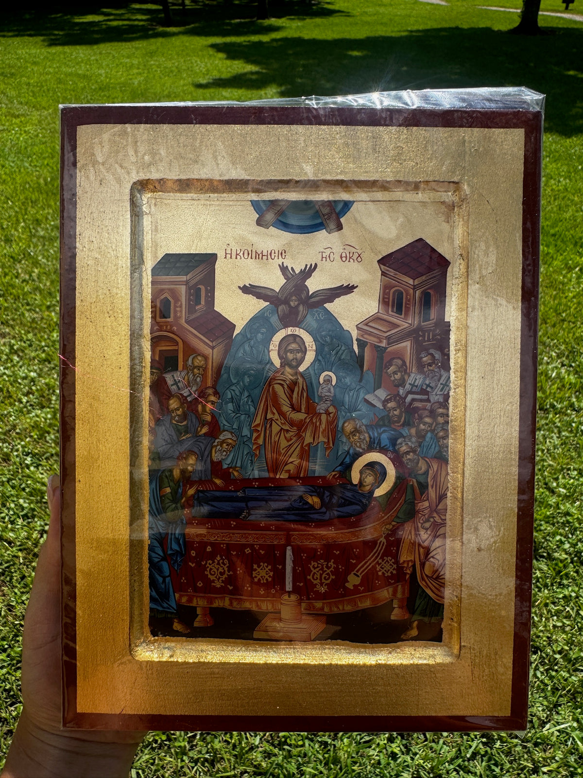 Dormition of the Theotokos Orthodox Icon | 18kt Gold Leaf Byzantine Icon