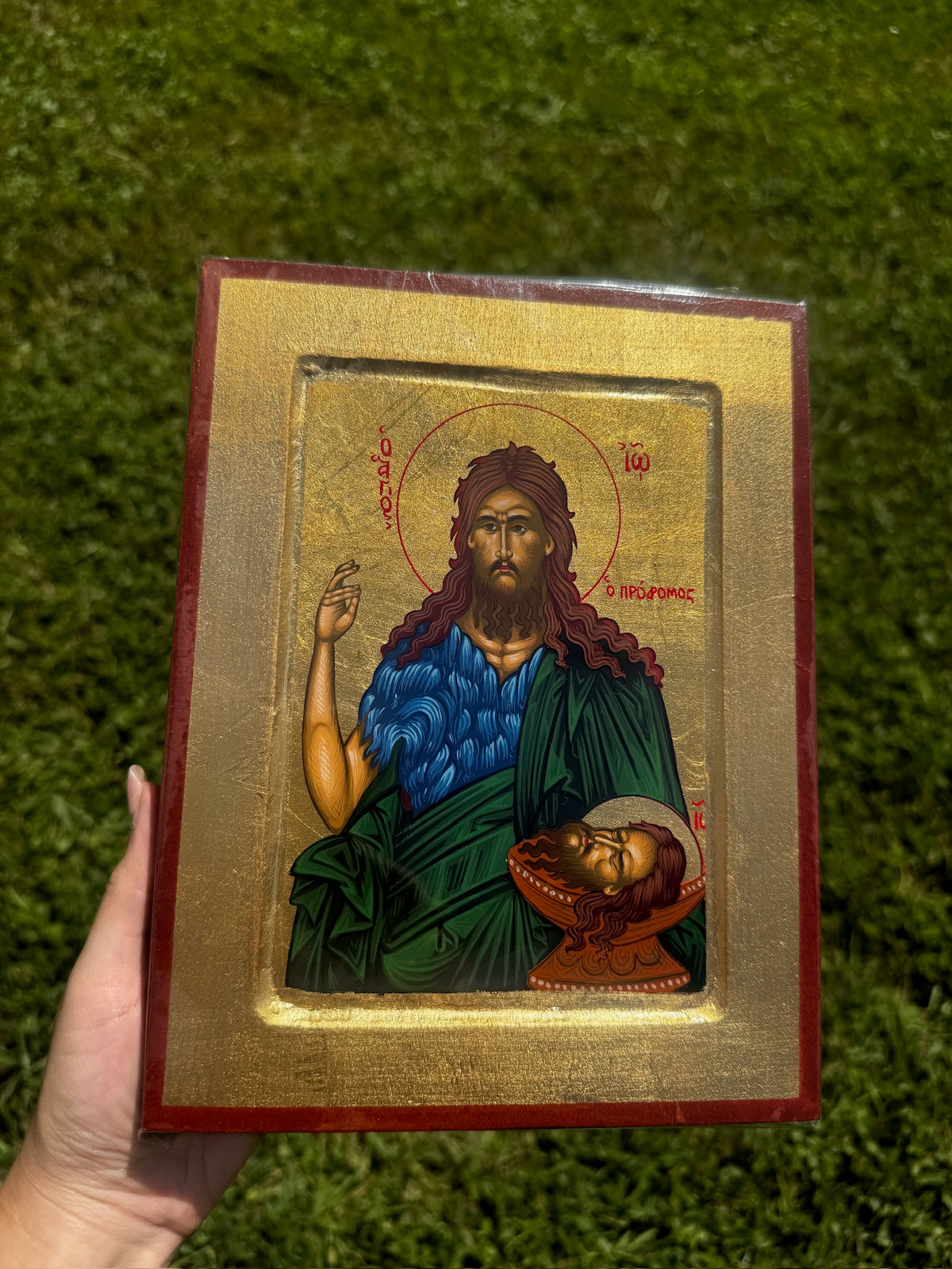 Saint John the Baptist Orthodox Icon | 18kt Gold Leaf Byzantine Icon