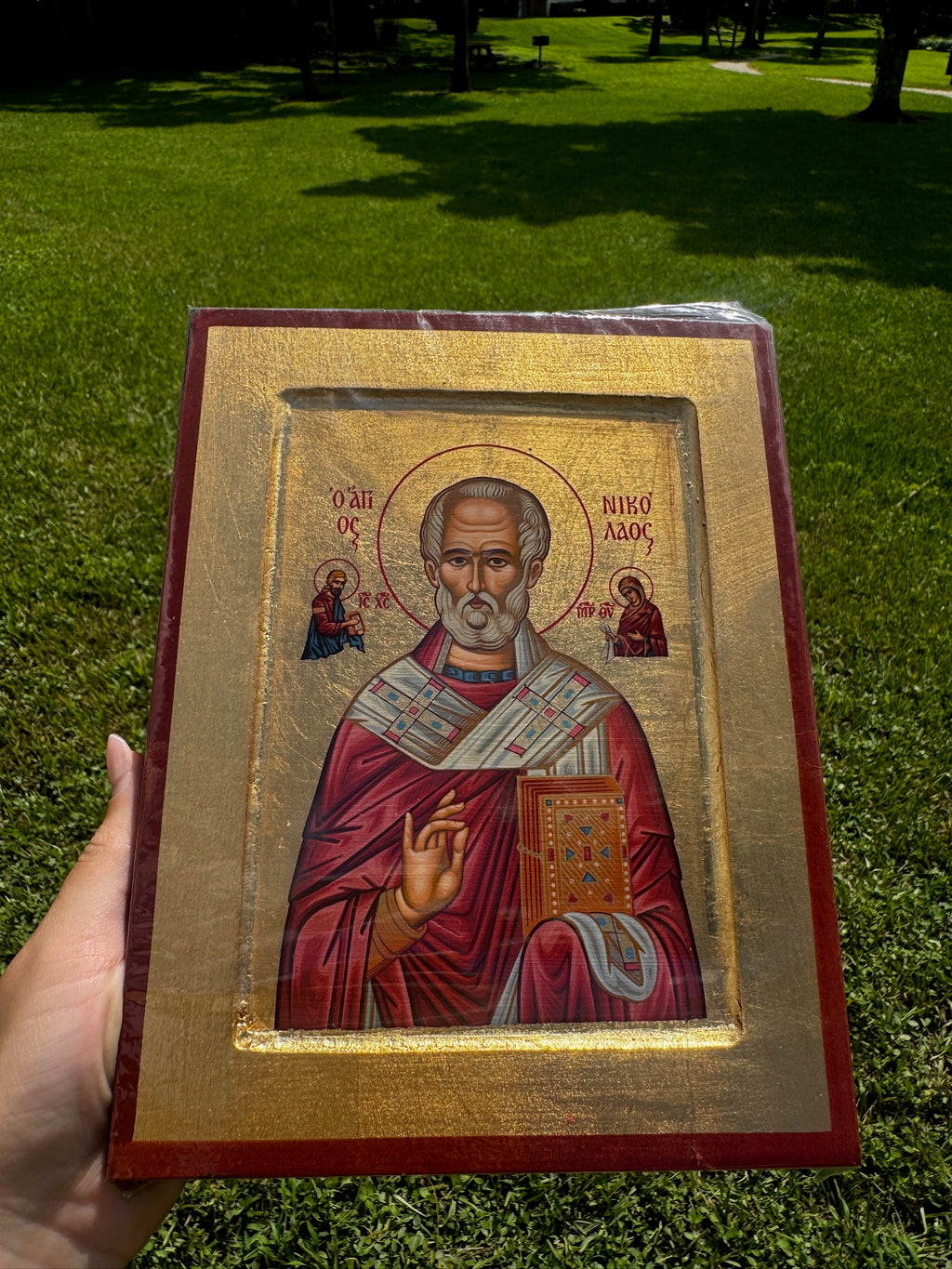 Saint Nicholas Orthodox Icon | 18kt Gold Leaf Byzantine Icon