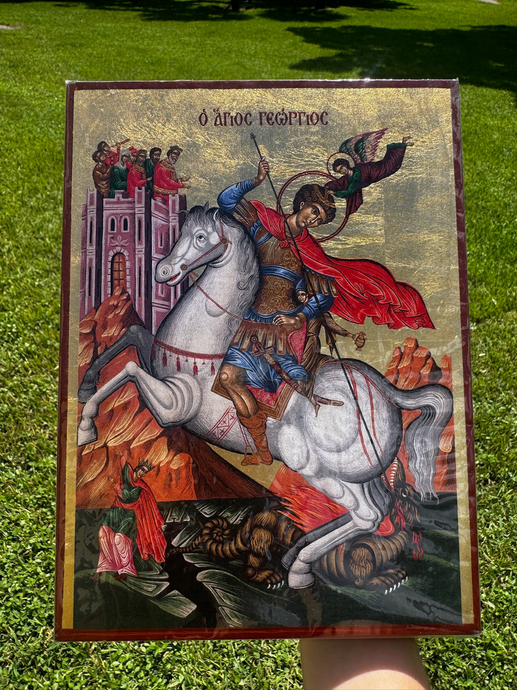 Saint George Orthodox Icon | 18kt Gold Leaf Byzantine Icon