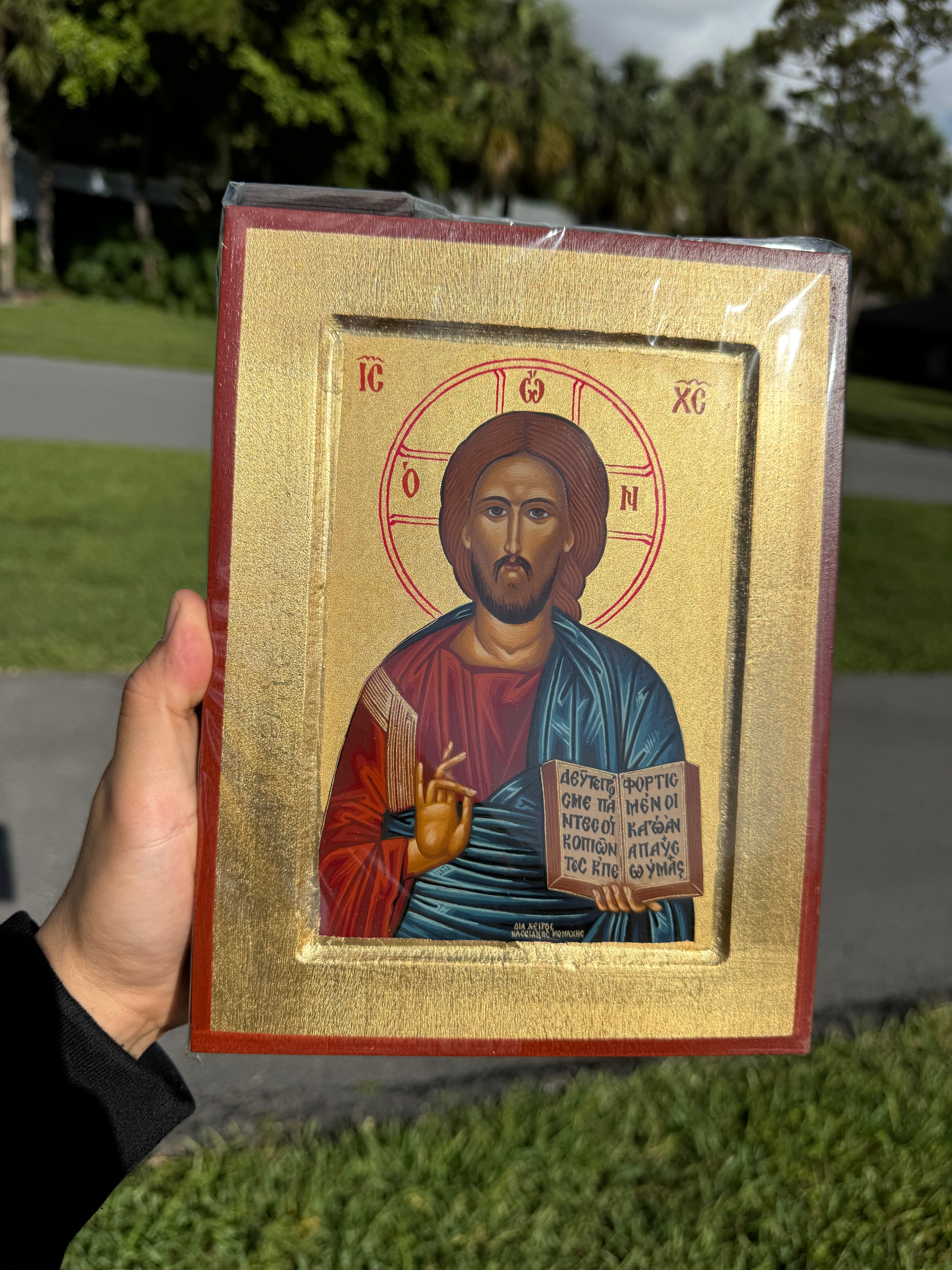 Christ Blessing Orthodox Icon | 18kt Gold Leaf Byzantine Icon
