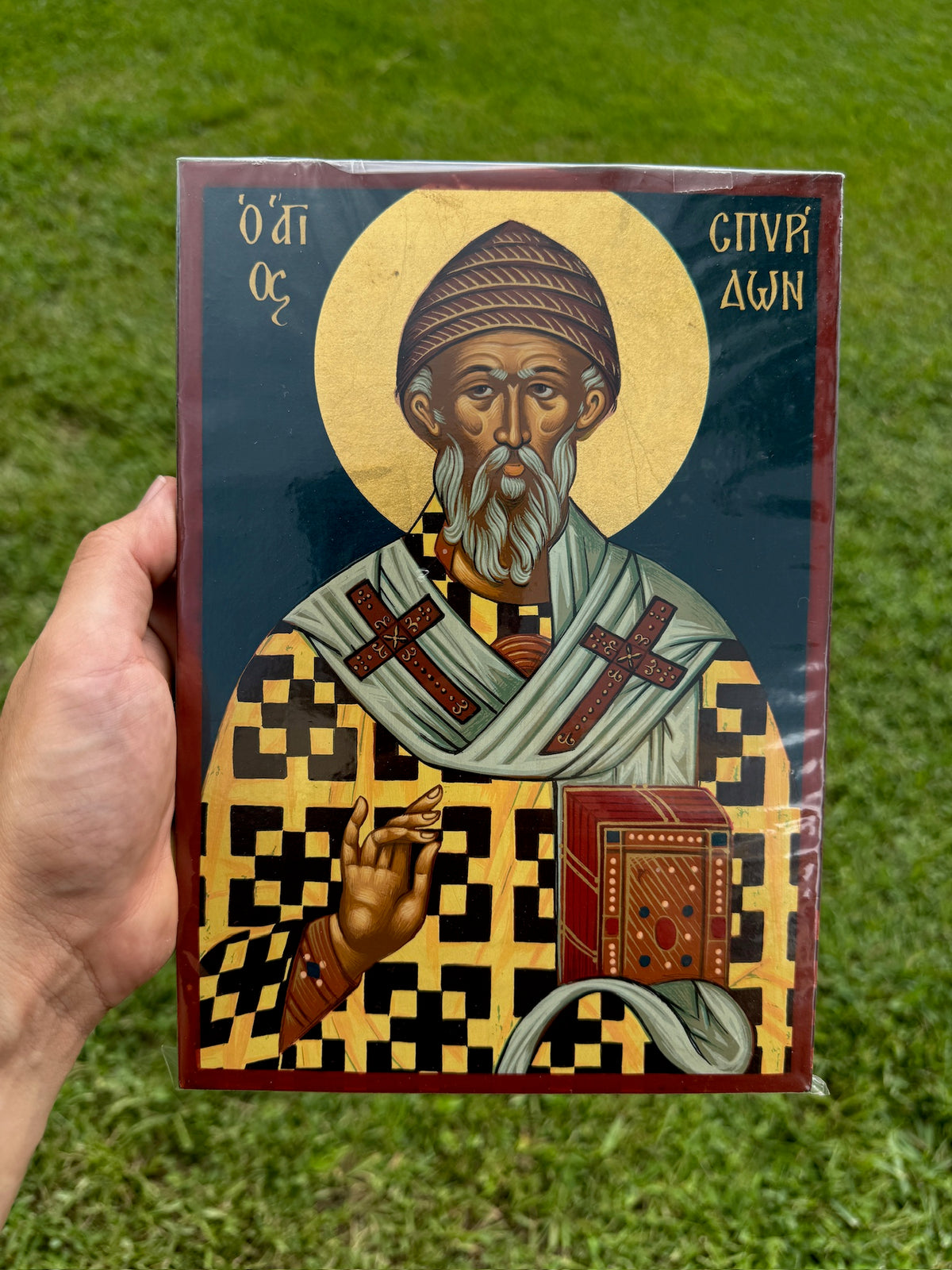 Saint Spyridon Orthodox Icon | 18kt Gold Leaf Byzantine Icon