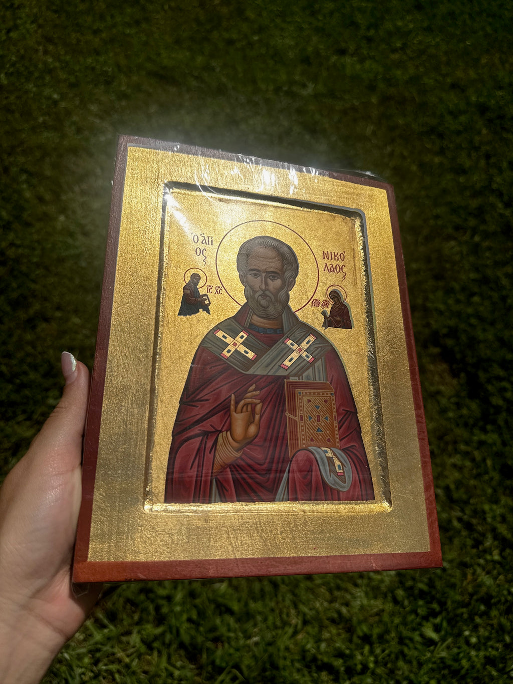 Saint Nicholas Orthodox Icon | 18kt Gold Leaf Byzantine Icon