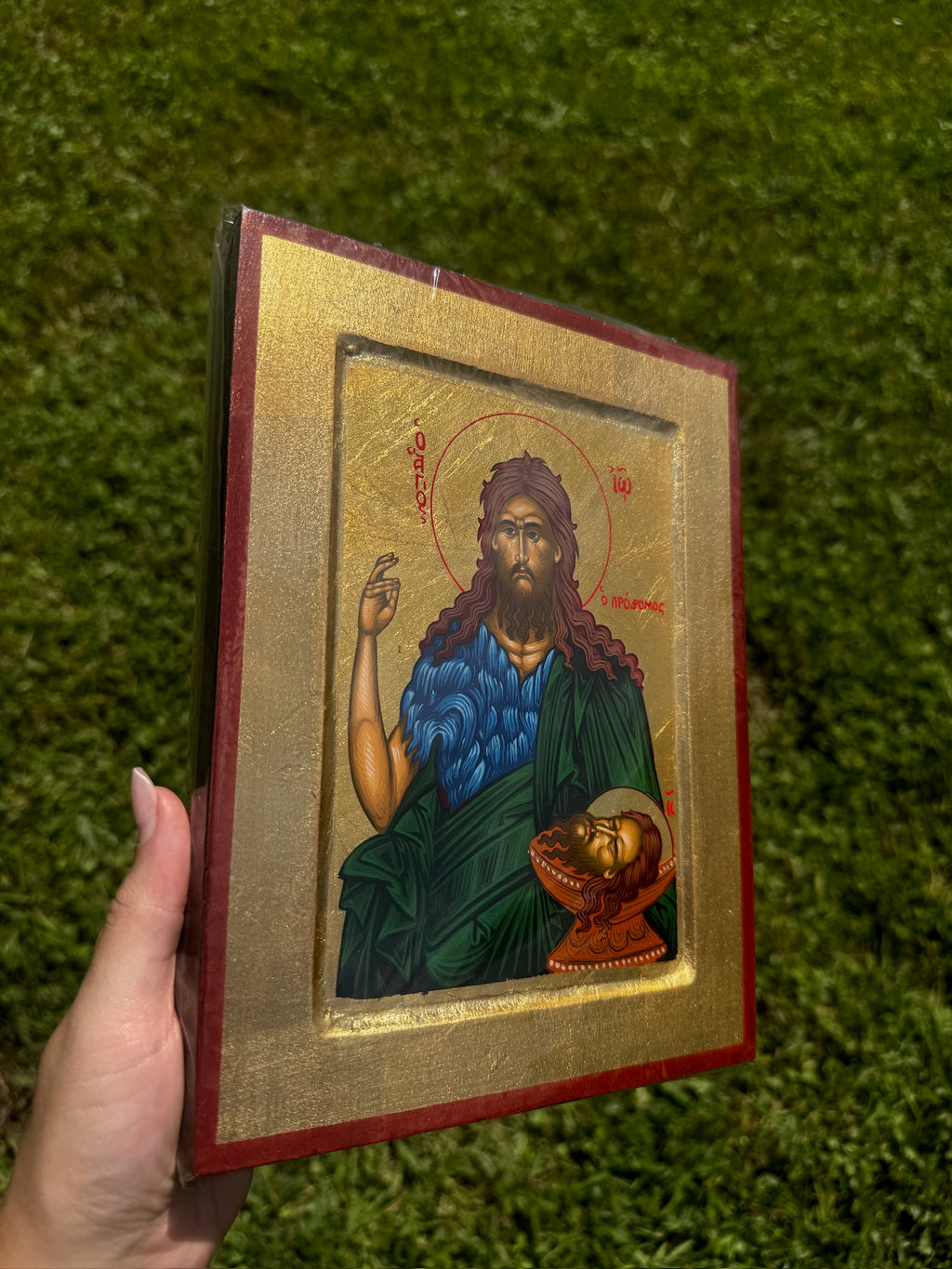 Saint John the Baptist Orthodox Icon | 18kt Gold Leaf Byzantine Icon