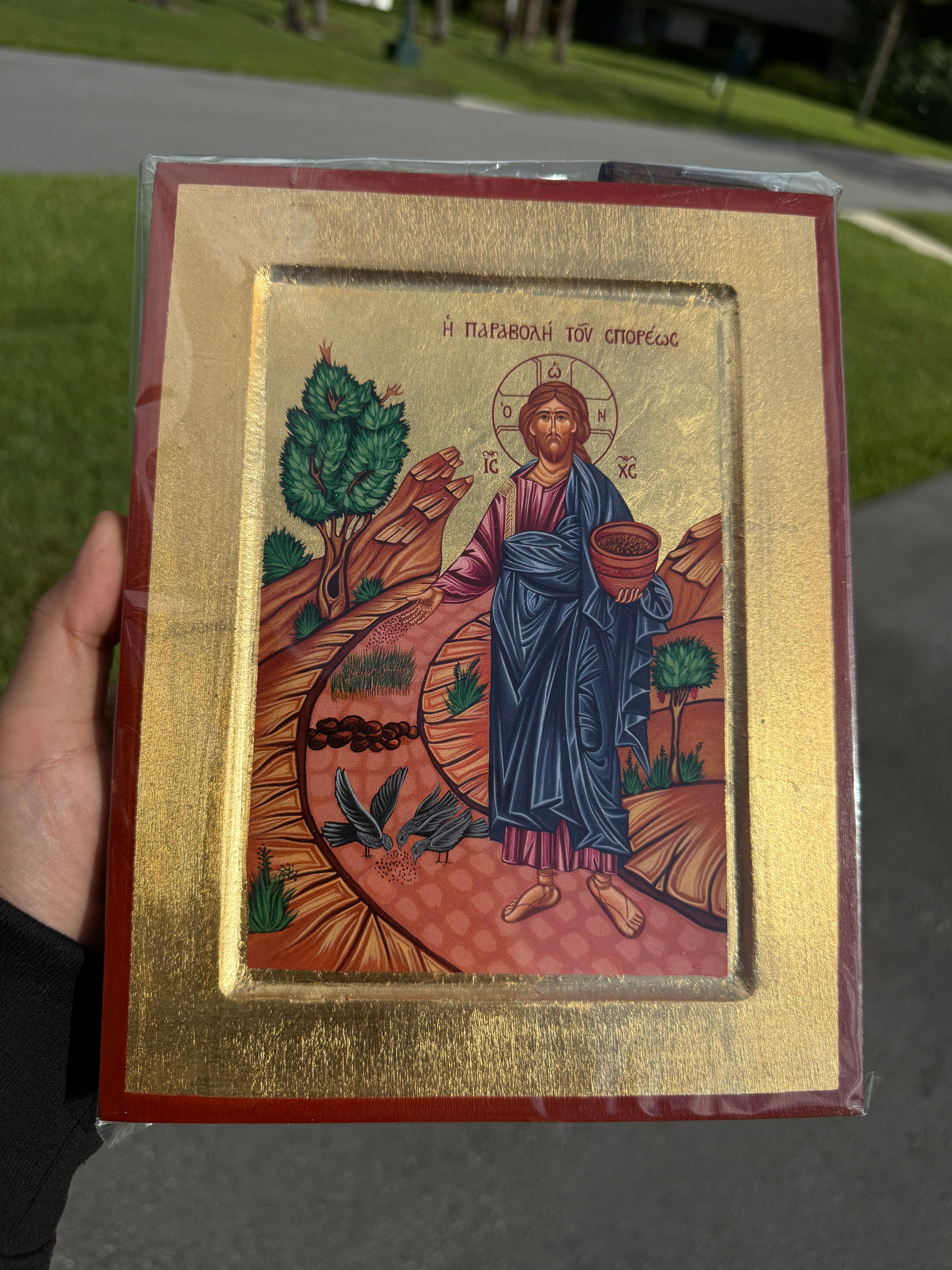 Parable of the Sower Orthodox Icon | 18kt Gold Leaf Byzantine Icon