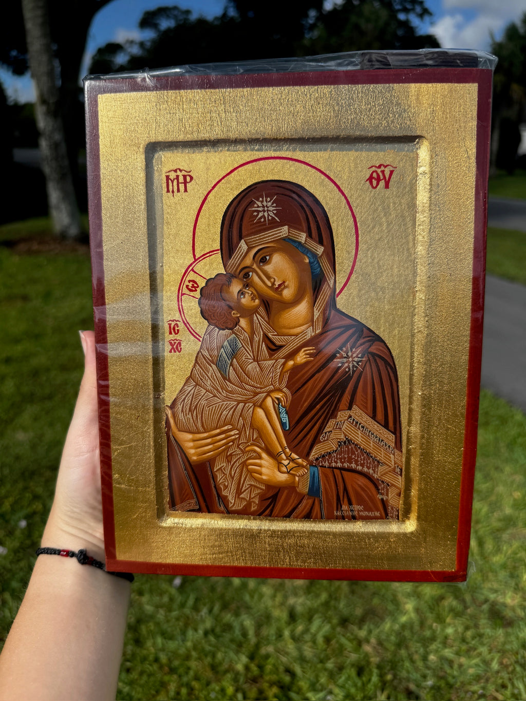 Virgin Mary (Theotokos) Orthodox Icon | 18kt Gold Leaf Byzantine Icon
