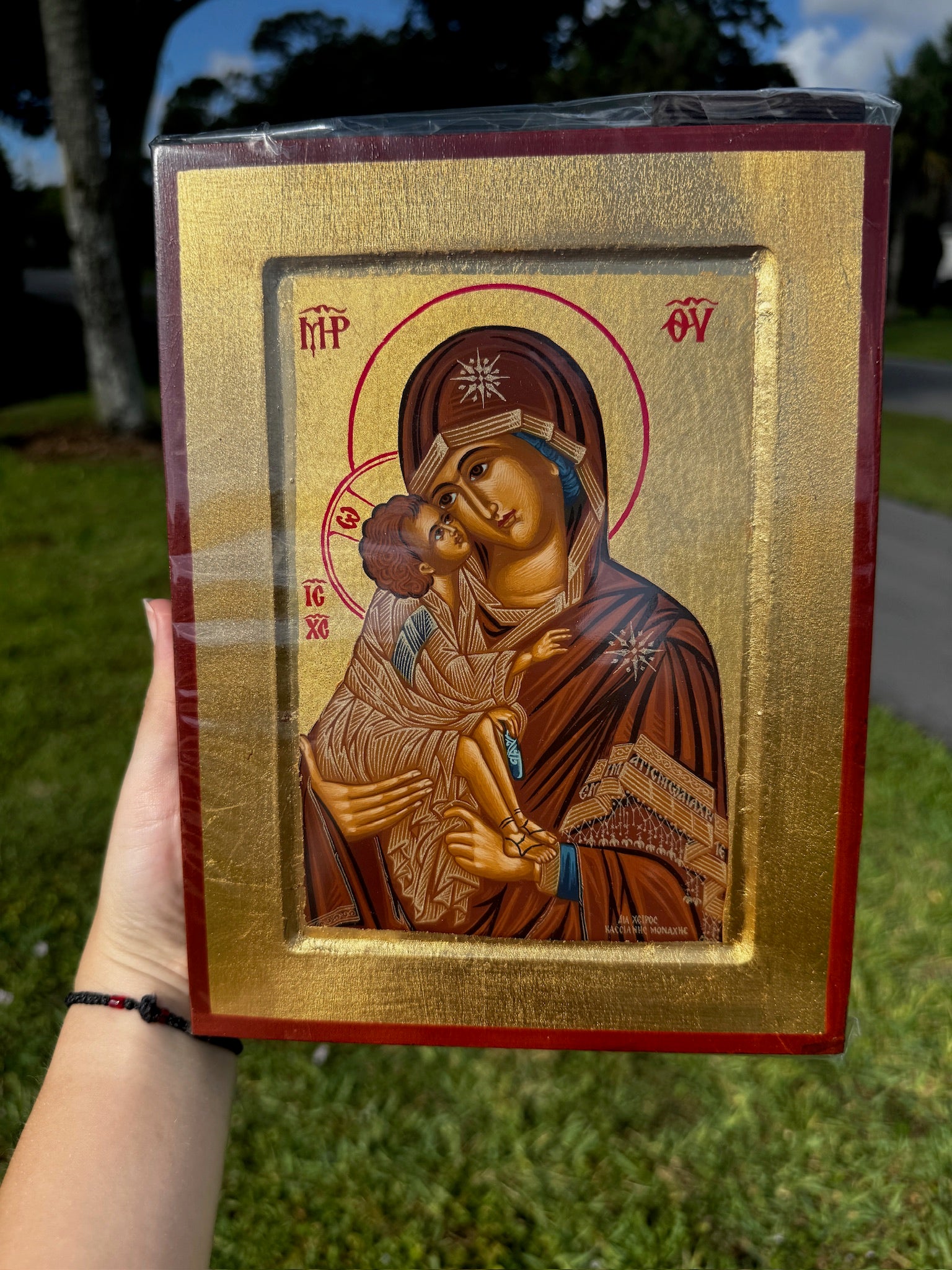 Virgin Mary (Theotokos) Orthodox Icon | 18kt Gold Leaf Byzantine Icon