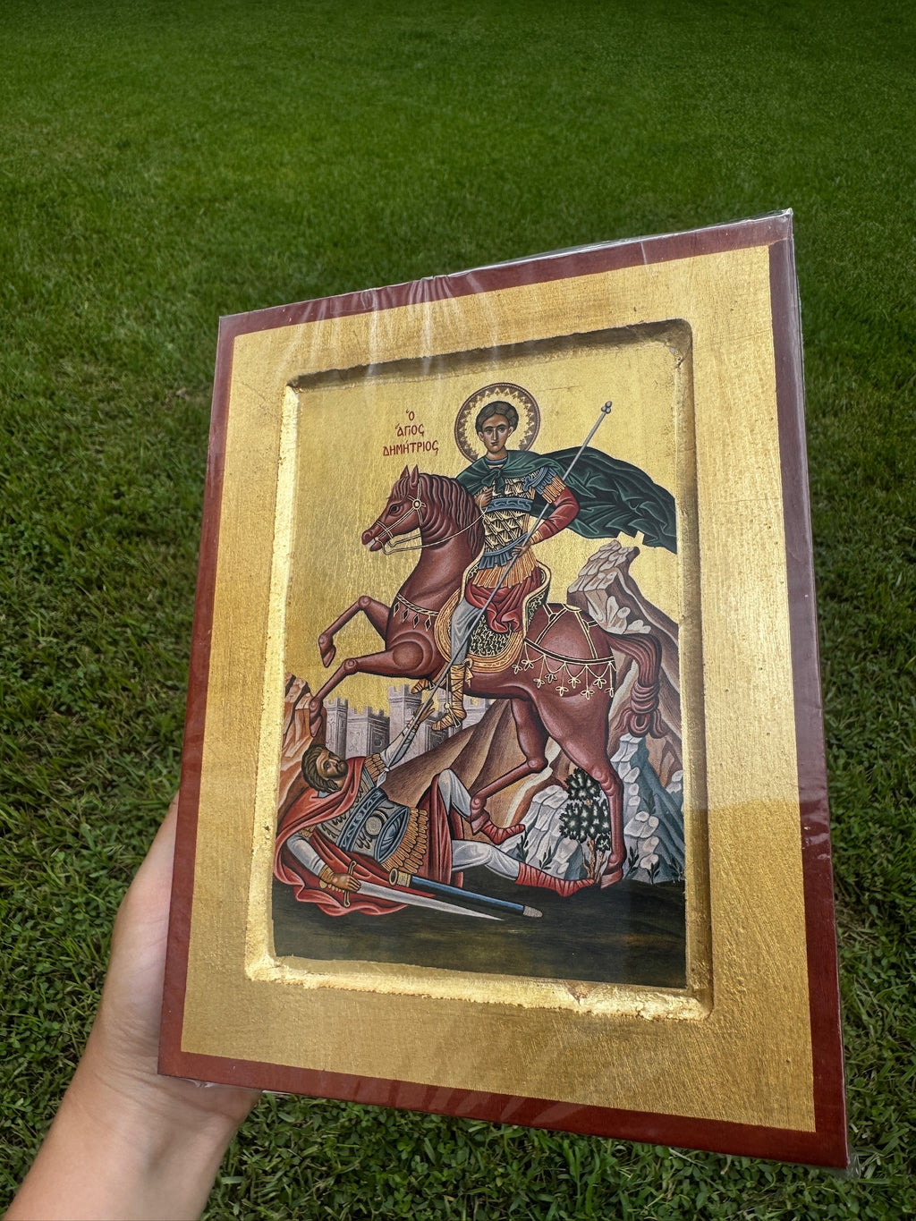 Saint Demetrios of Thessaloniki Orthodox Icon | 18kt Gold Leaf Byzantine Icon