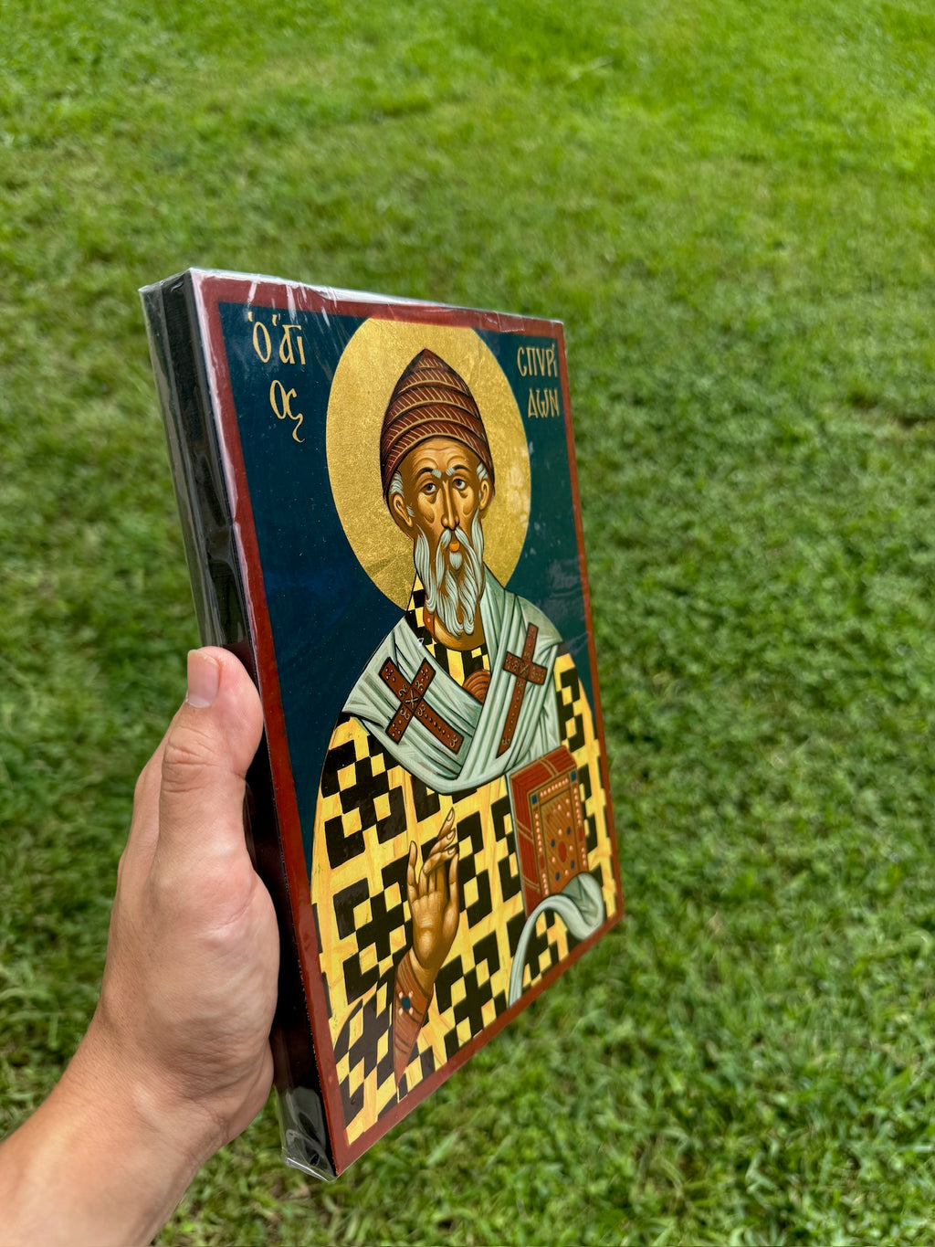 Saint Spyridon Orthodox Icon | 18kt Gold Leaf Byzantine Icon