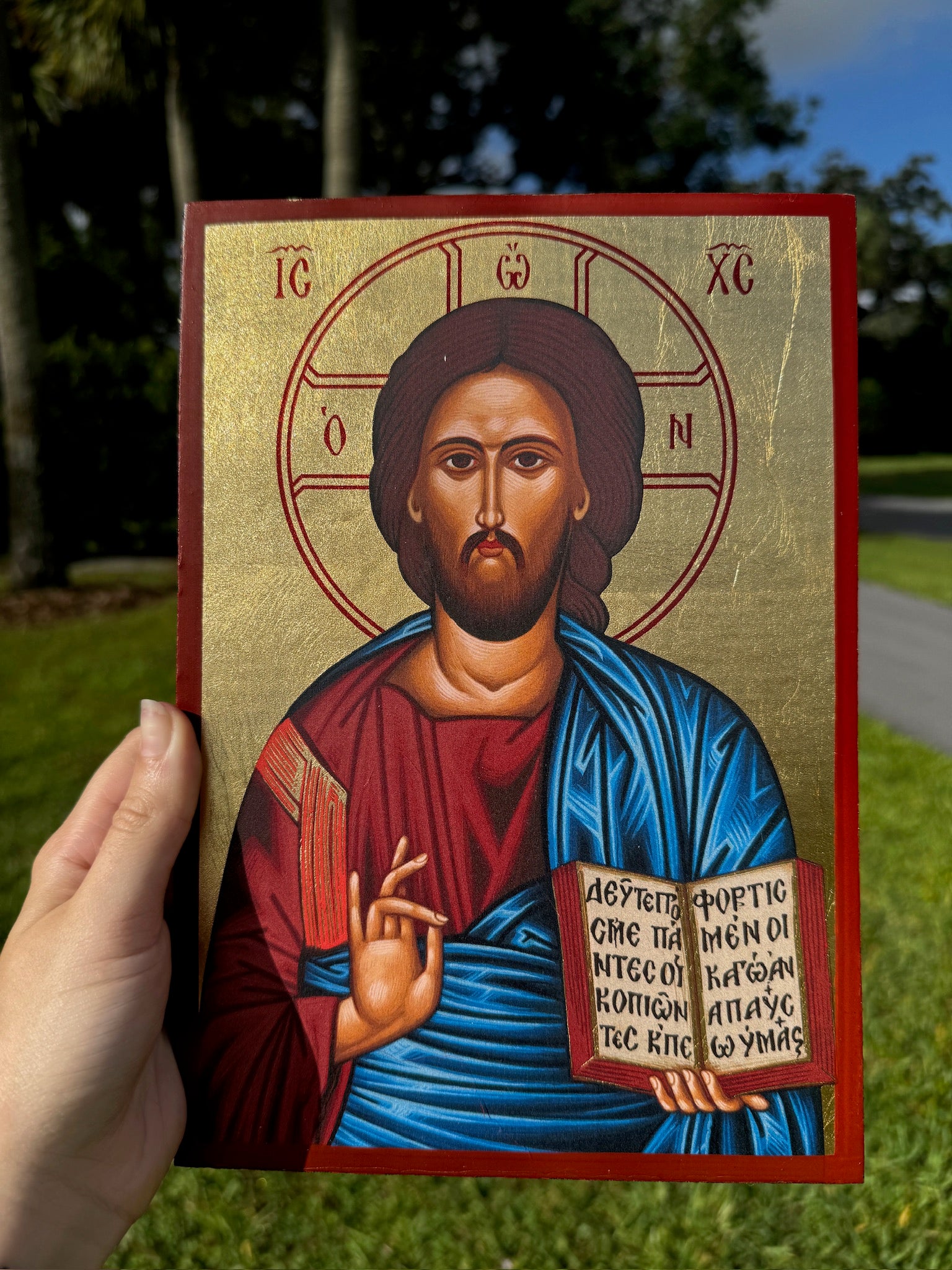 Christ Blessing Orthodox Icon | 18kt Gold Leaf Byzantine Icon