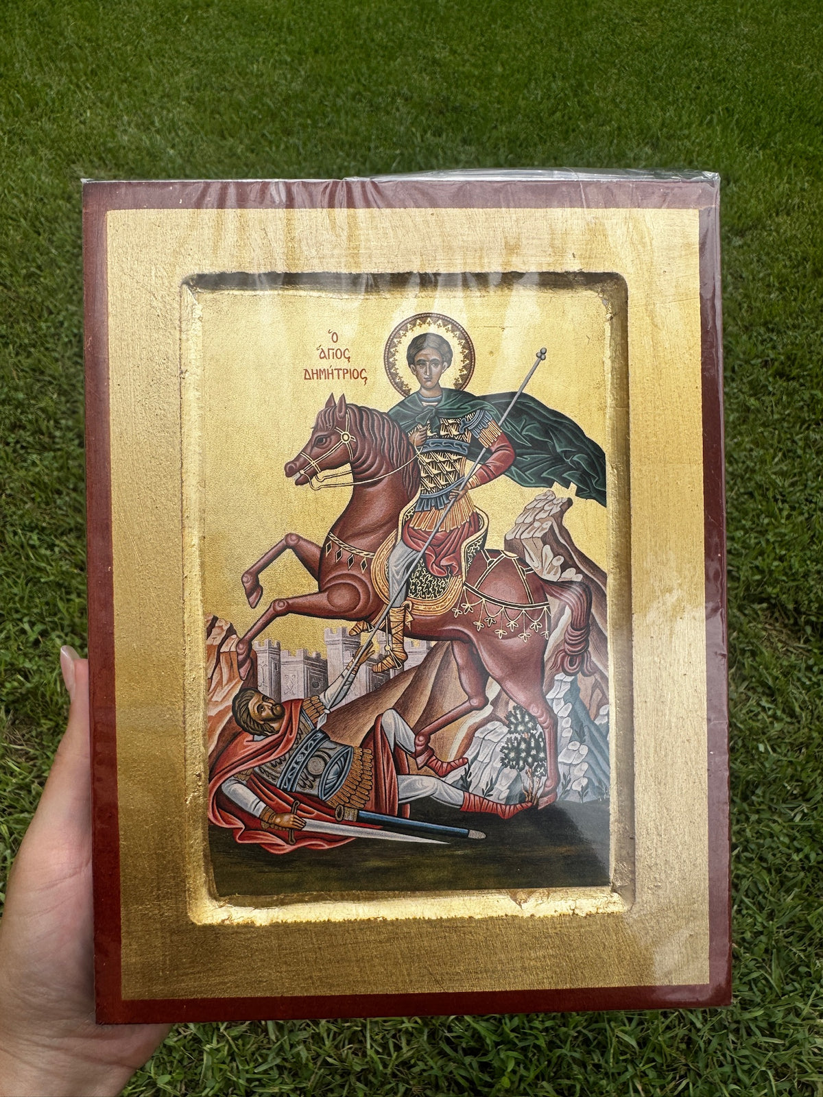 Saint Demetrios of Thessaloniki Orthodox Icon | 18kt Gold Leaf Byzantine Icon