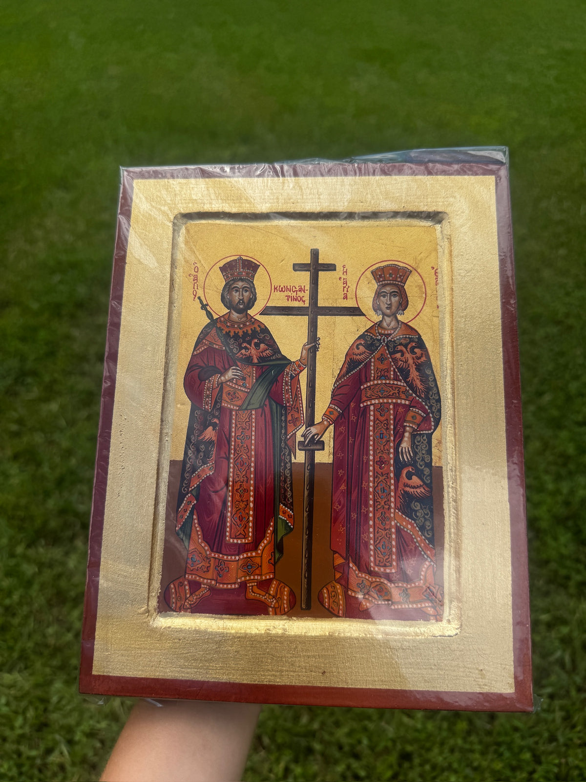 Saints Constantine and Helen Orthodox Icon | 18kt Gold Leaf Byzantine Icon